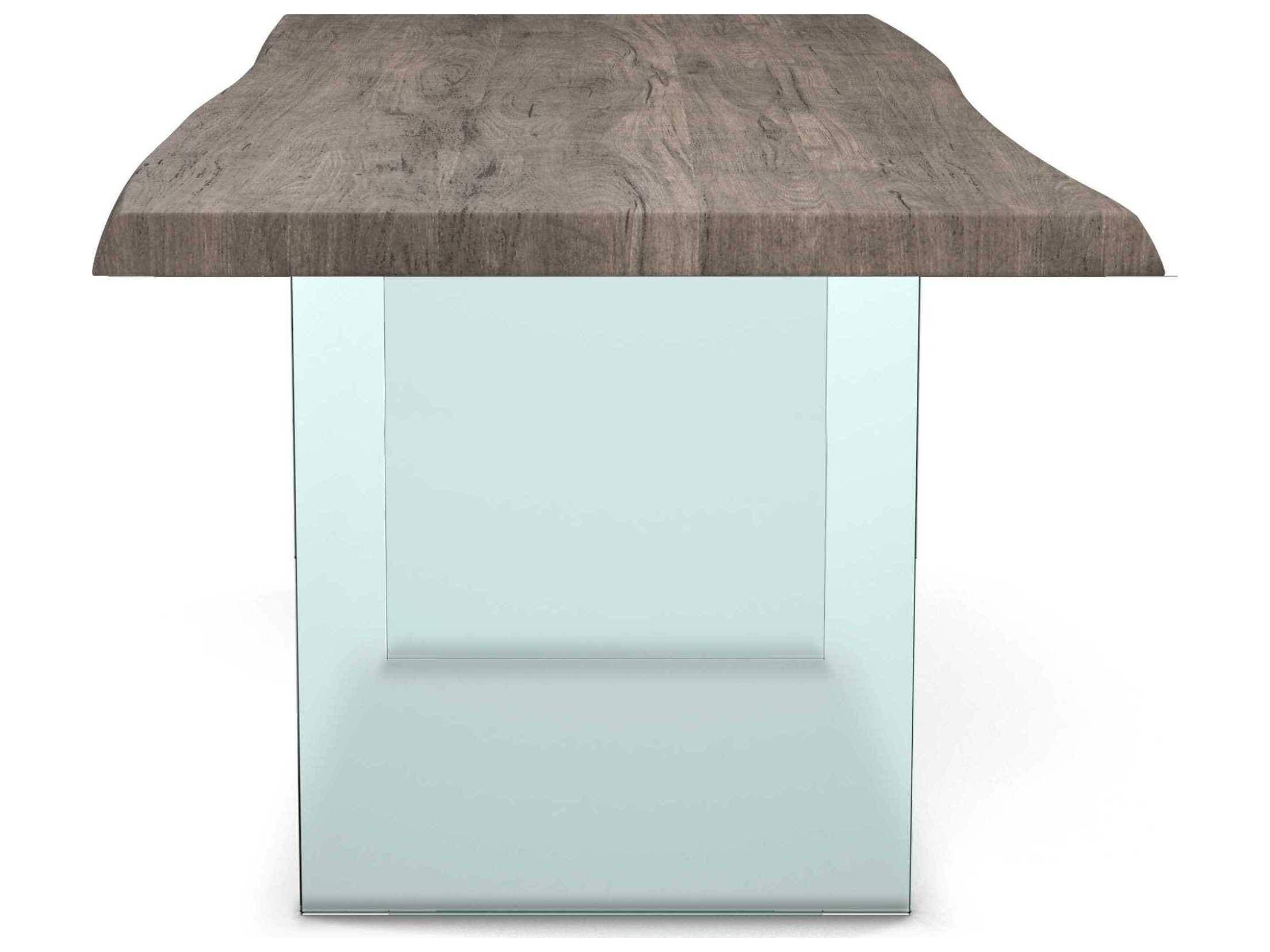 Urbia Brooks Rectangular Wood Sandblasted Grey Clear Dining Table