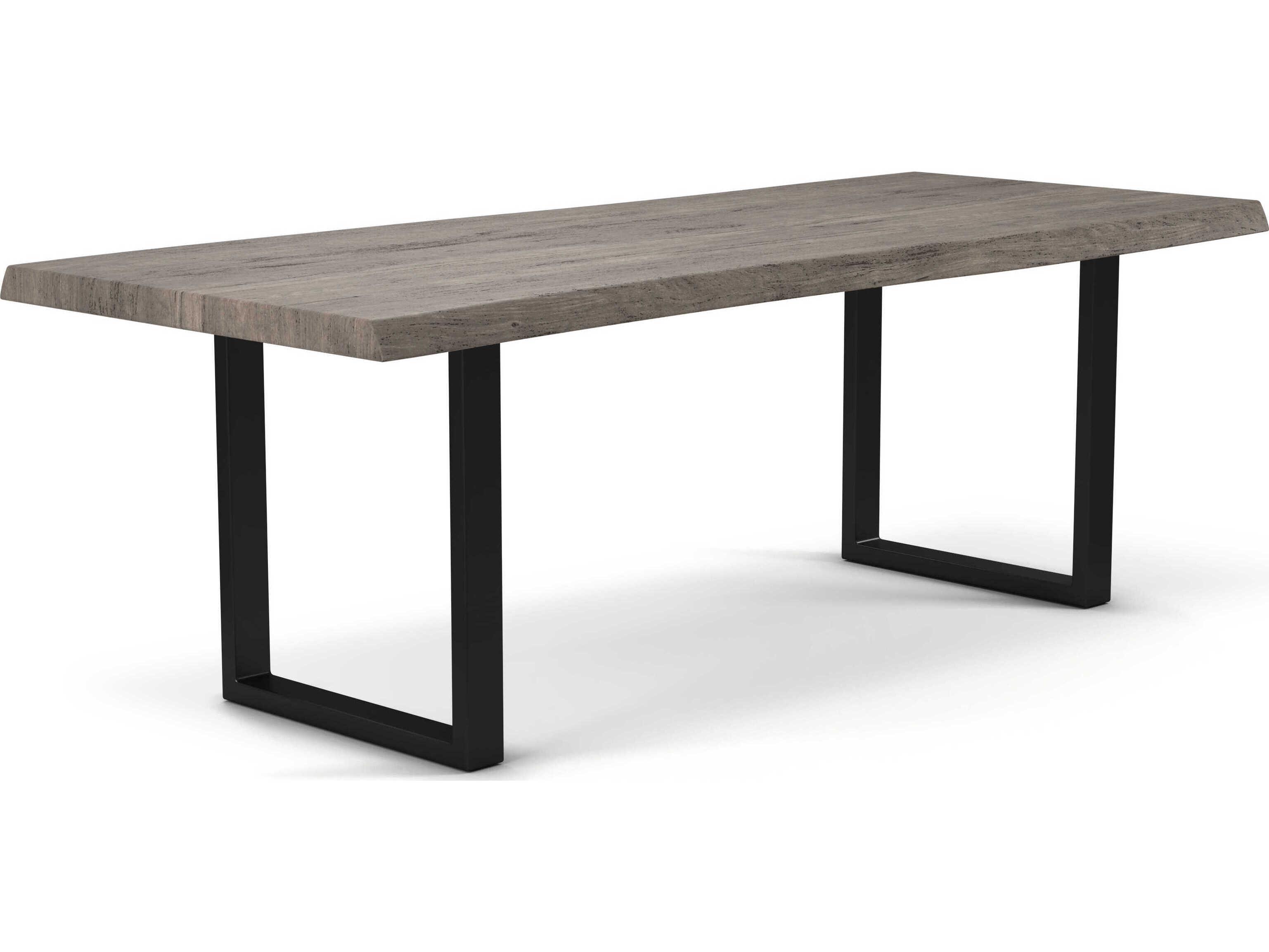 Urbia Brooks Rectangular Wood Sandblasted Grey Black Dining Table
