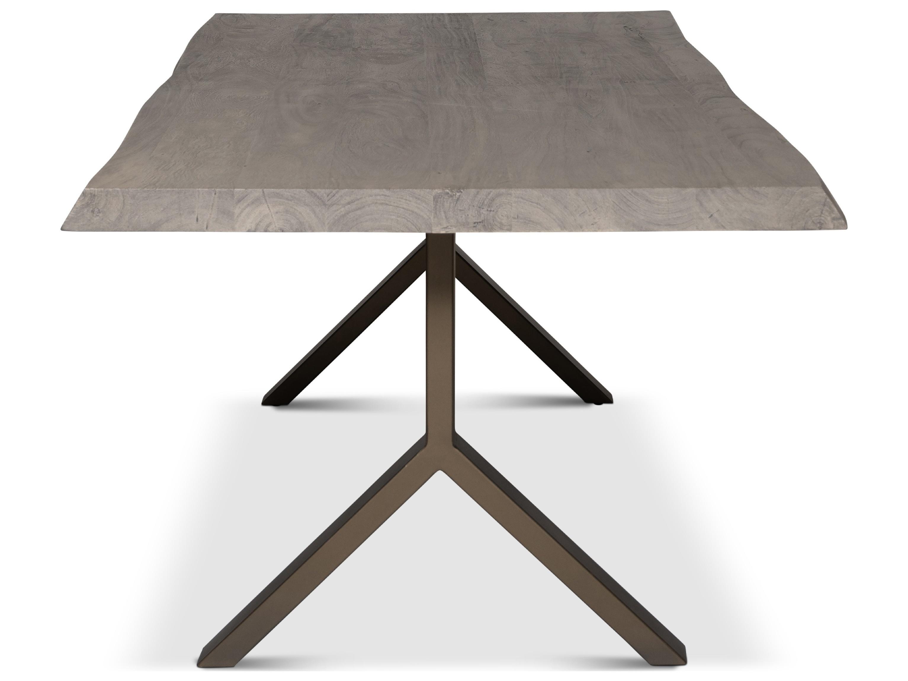 Urbia Brooks Dining Table Y Base Sandblasted Grey Top Brass Base
