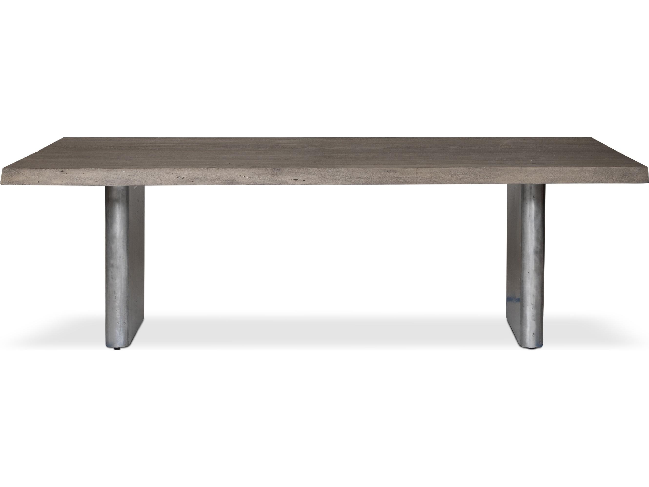 Urbia Brooks Dining Table Cast Slab Base Sandblasted Grey Top Antique Nickel Base