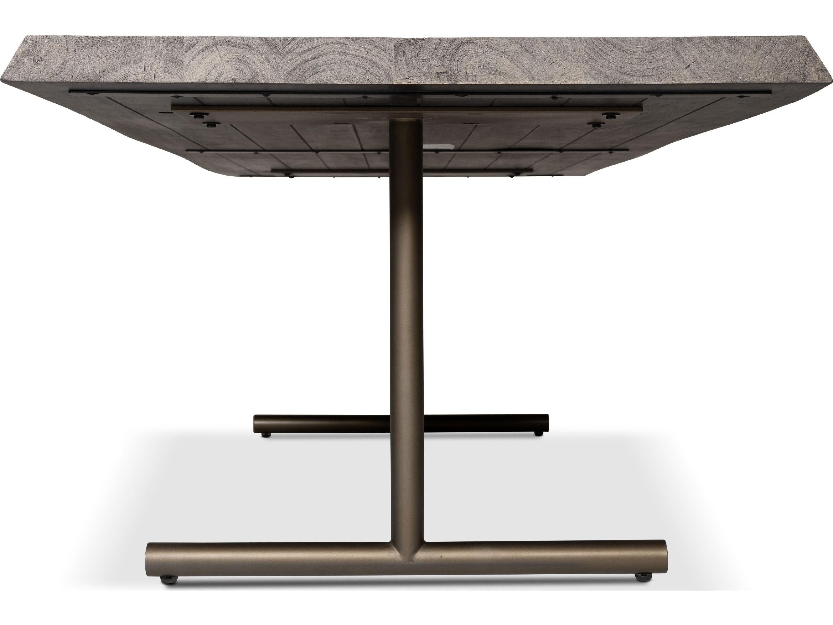 Urbia Brooks Dining Table T Base Sandblasted Grey Top Brass Base