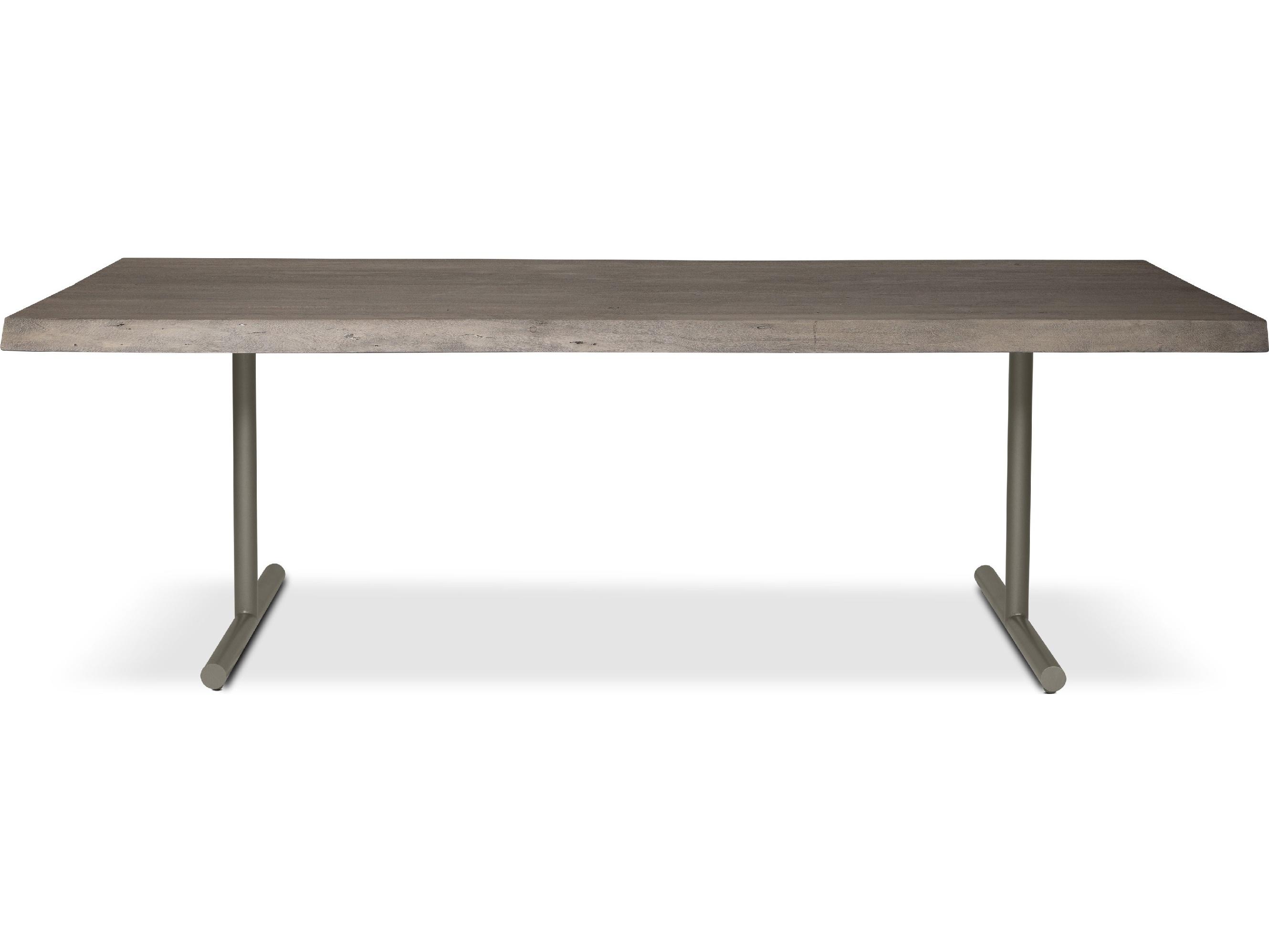 Urbia Brooks Dining Table T Base Sandblasted Grey Top Pewter Base