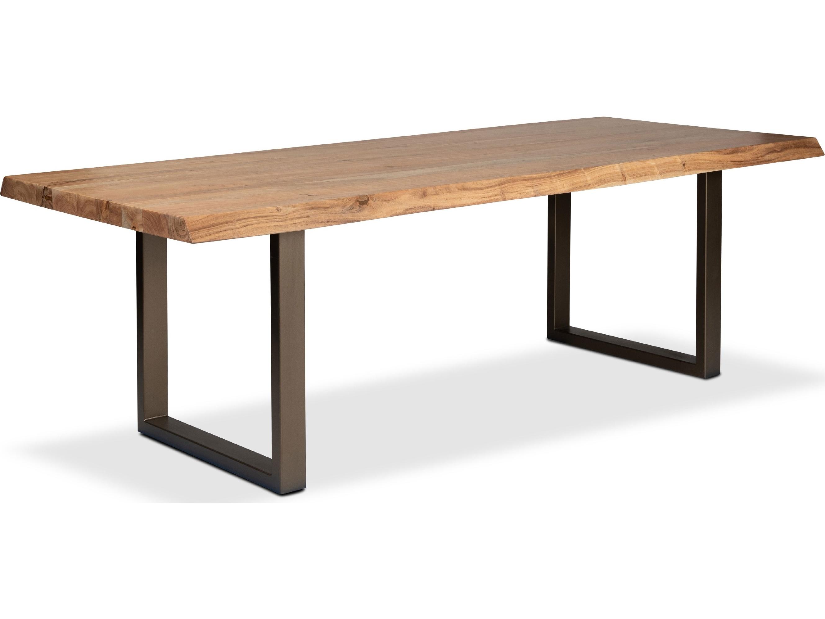 Urbia Brooks Dining Table U Base Teak Top Brass Base