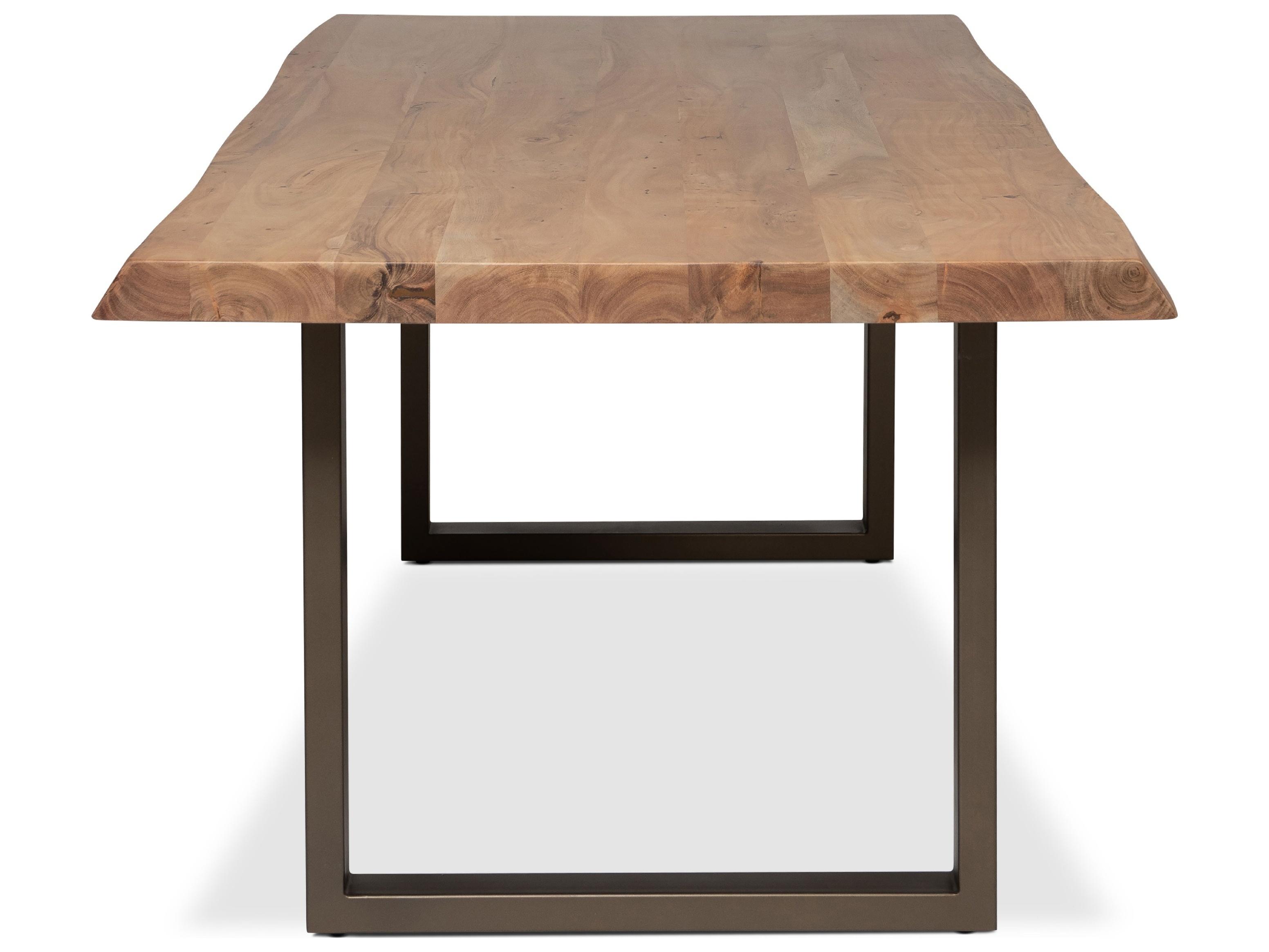 Urbia Brooks Dining Table U Base Teak Top Brass Base