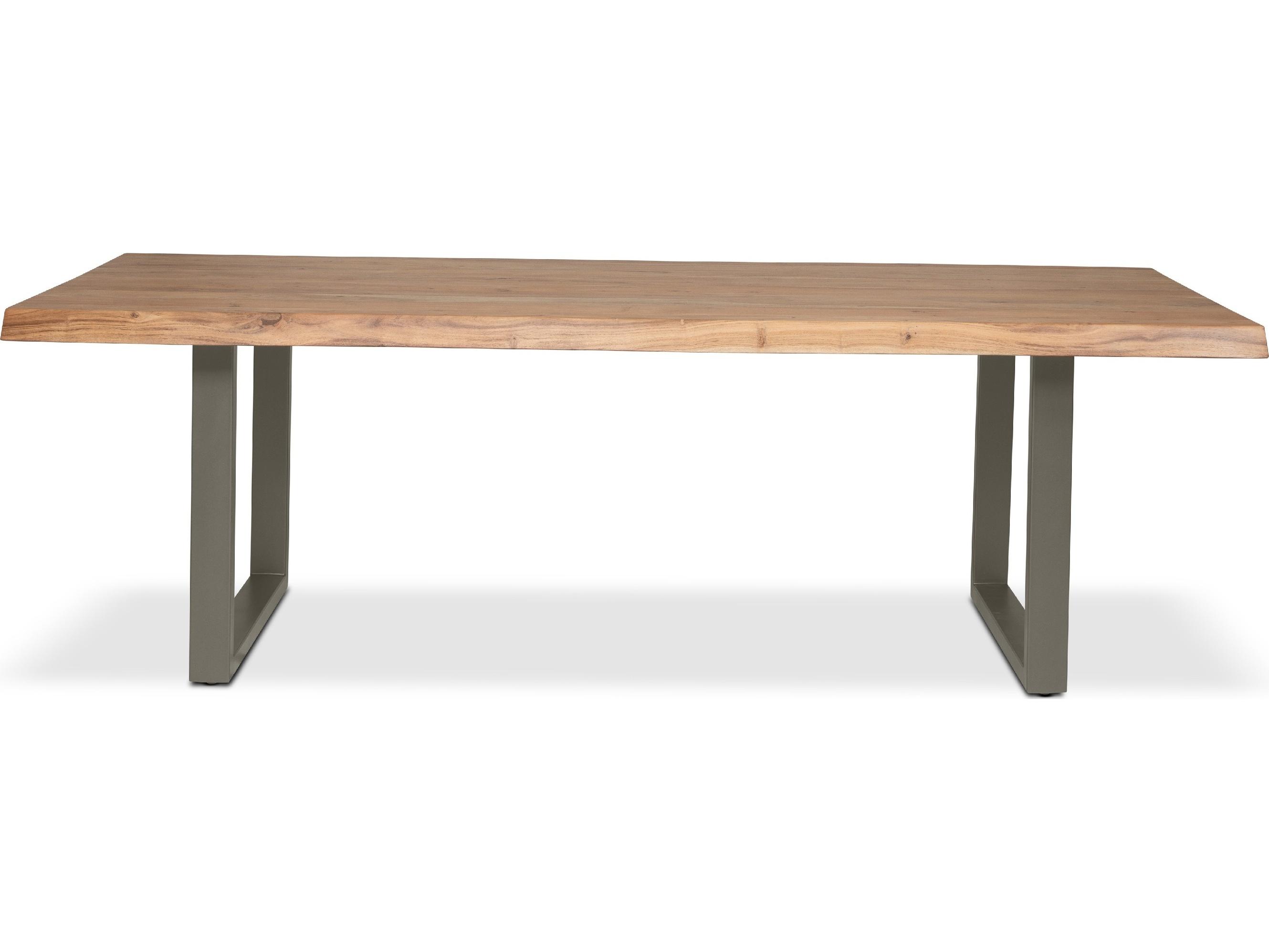 Urbia Brooks Dining Table U Base Teak Top Pewter Base