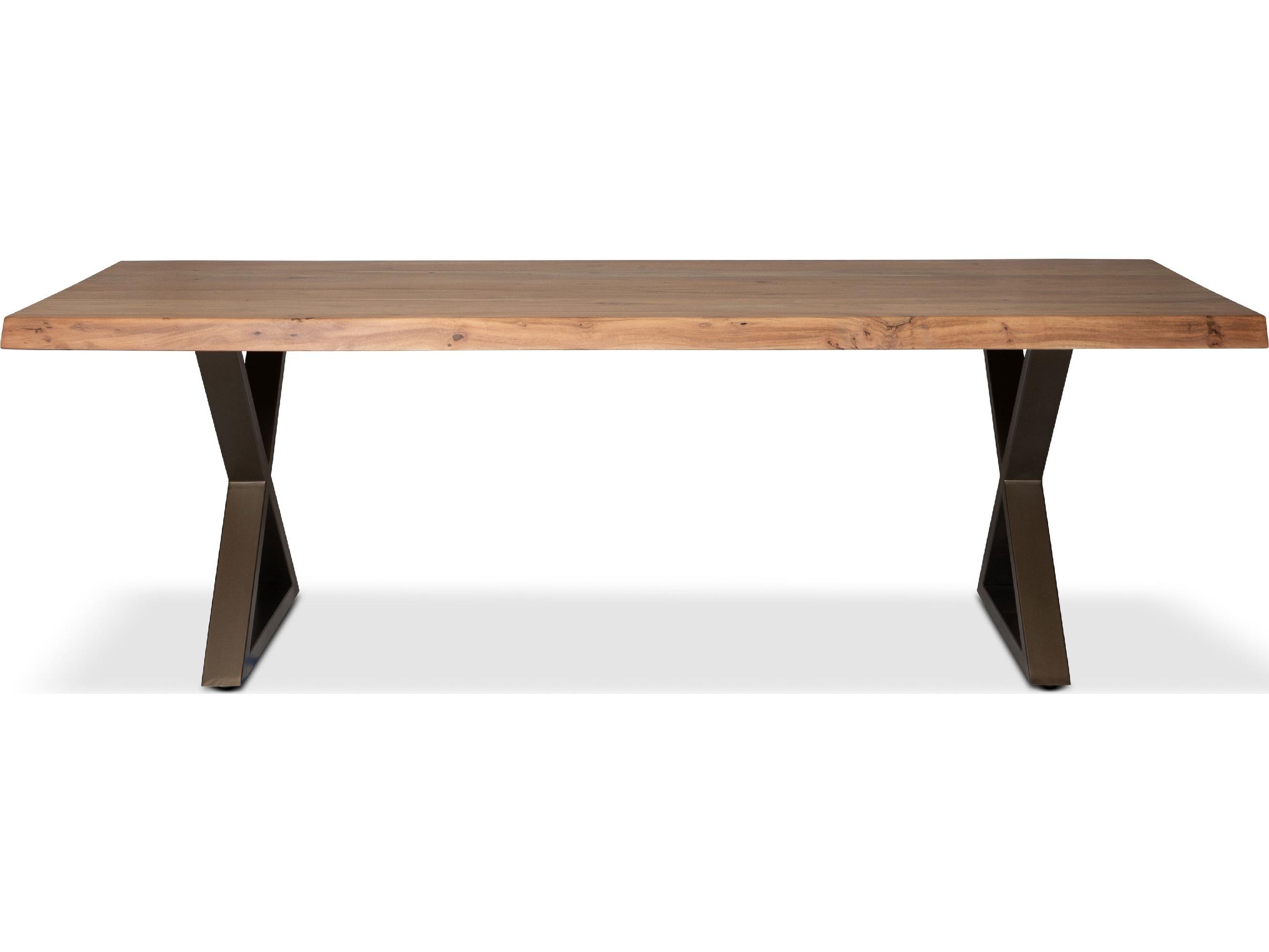 Urbia Brooks Dining Table Base Teak Top Brass Base