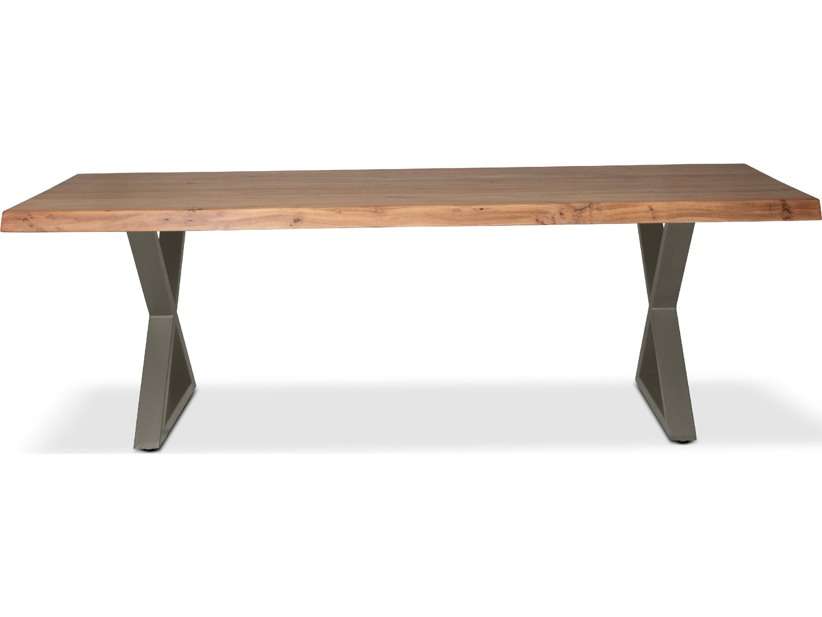 Urbia Brooks Dining Table Base Teak Top Pewter Base