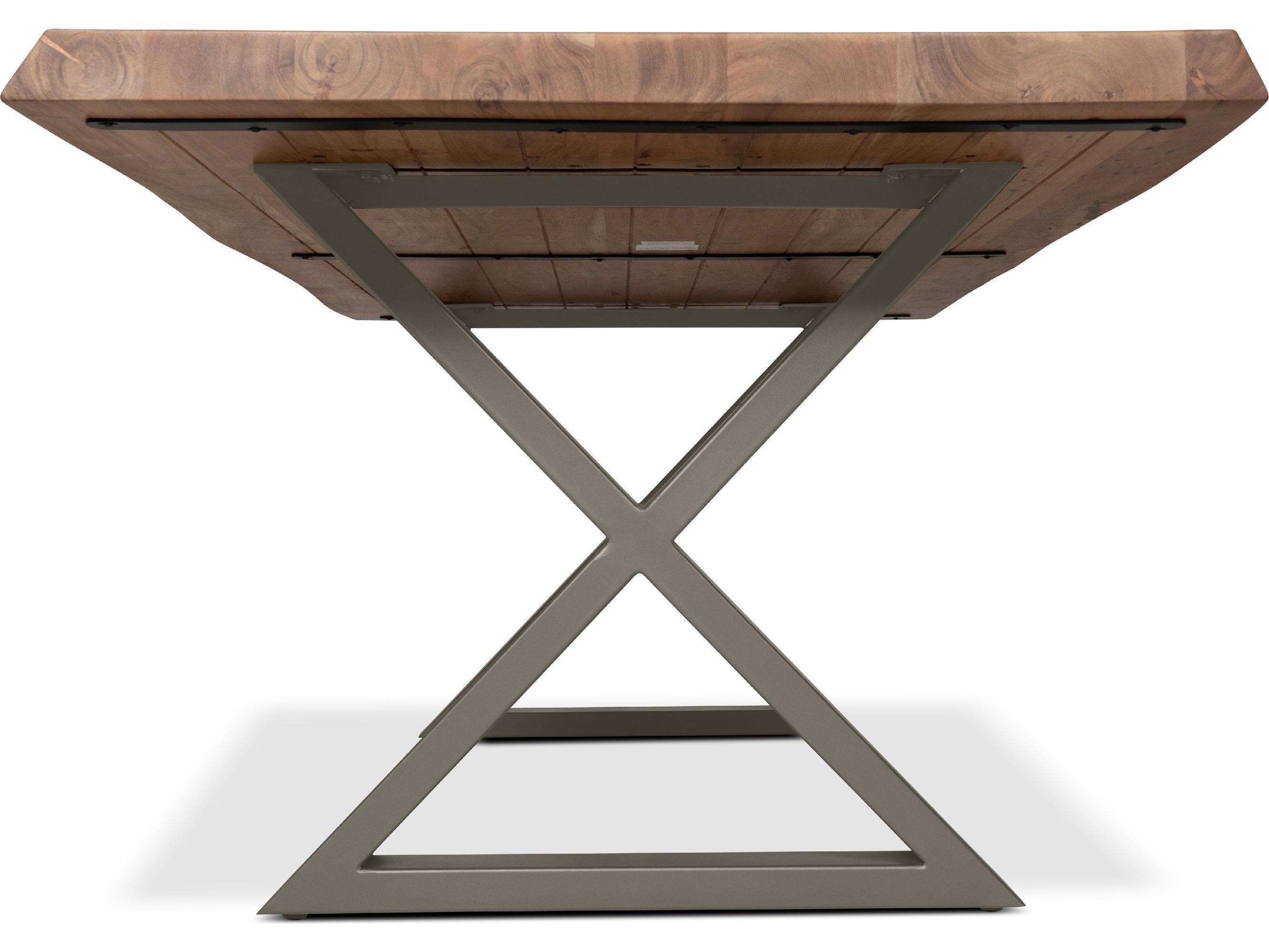 Urbia Brooks Dining Table Base Teak Top Pewter Base