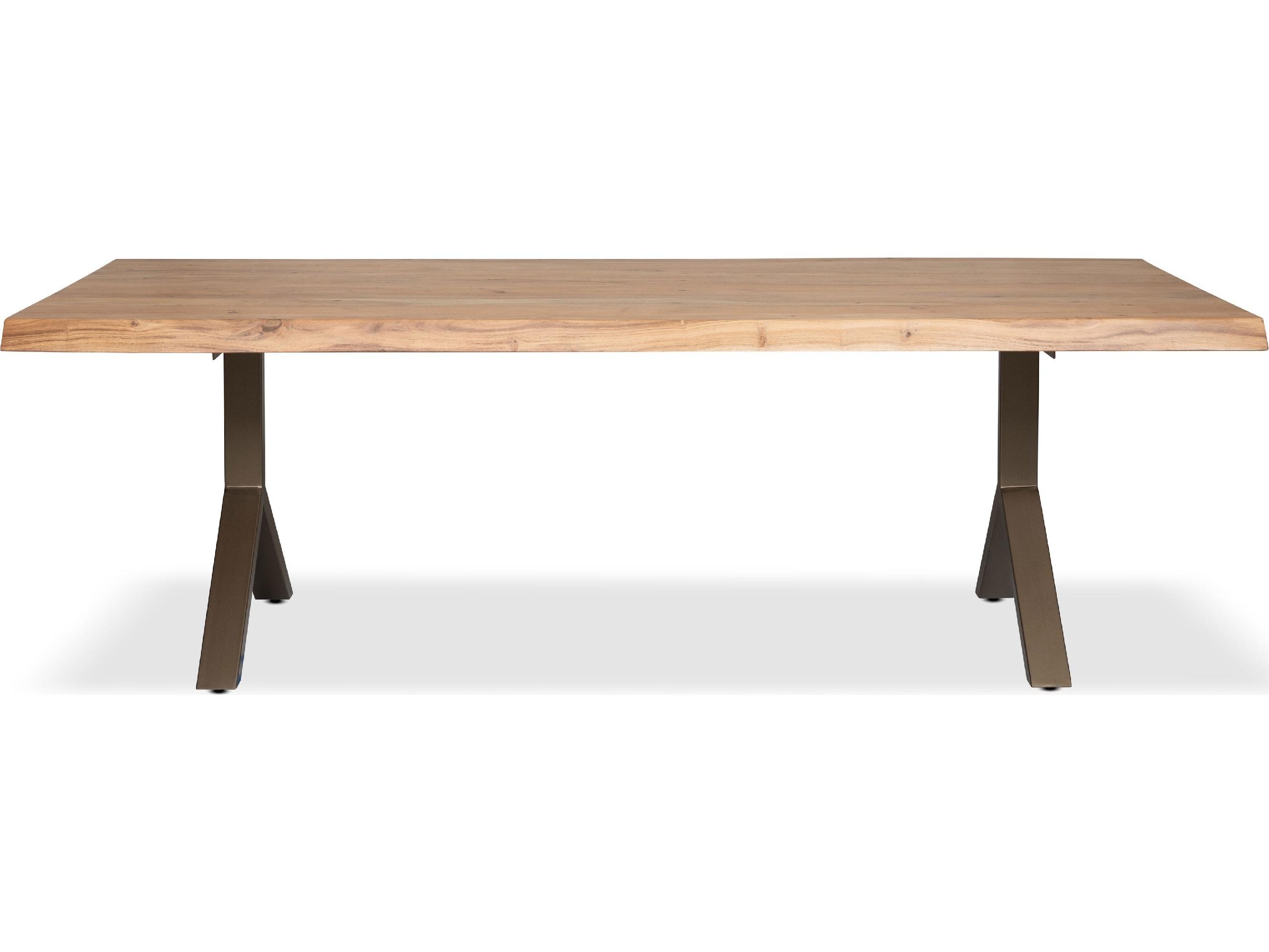 Urbia Brooks Dining Table Y Base Teak Top Brass Base