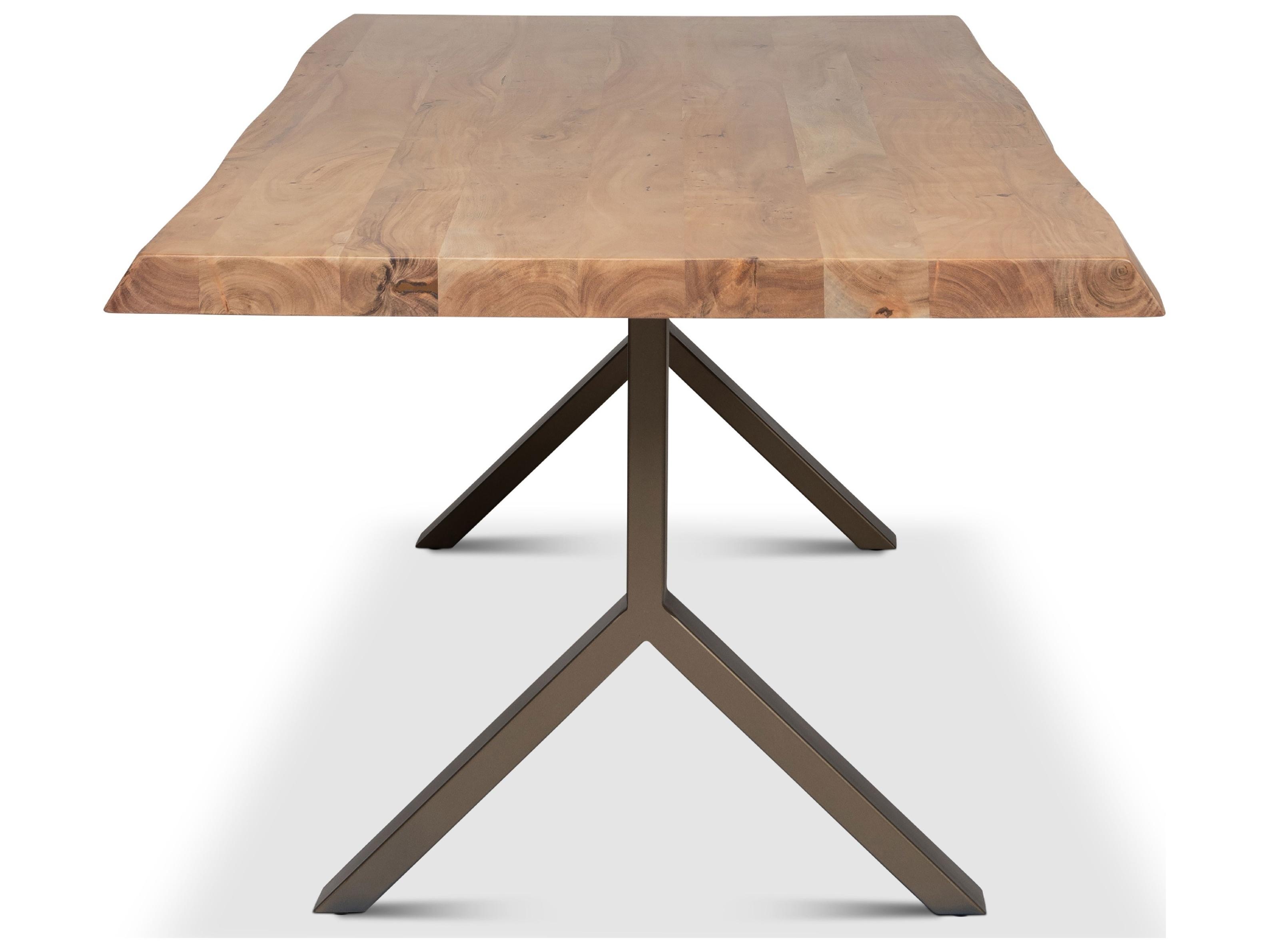 Urbia Brooks Dining Table Y Base Teak Top Brass Base