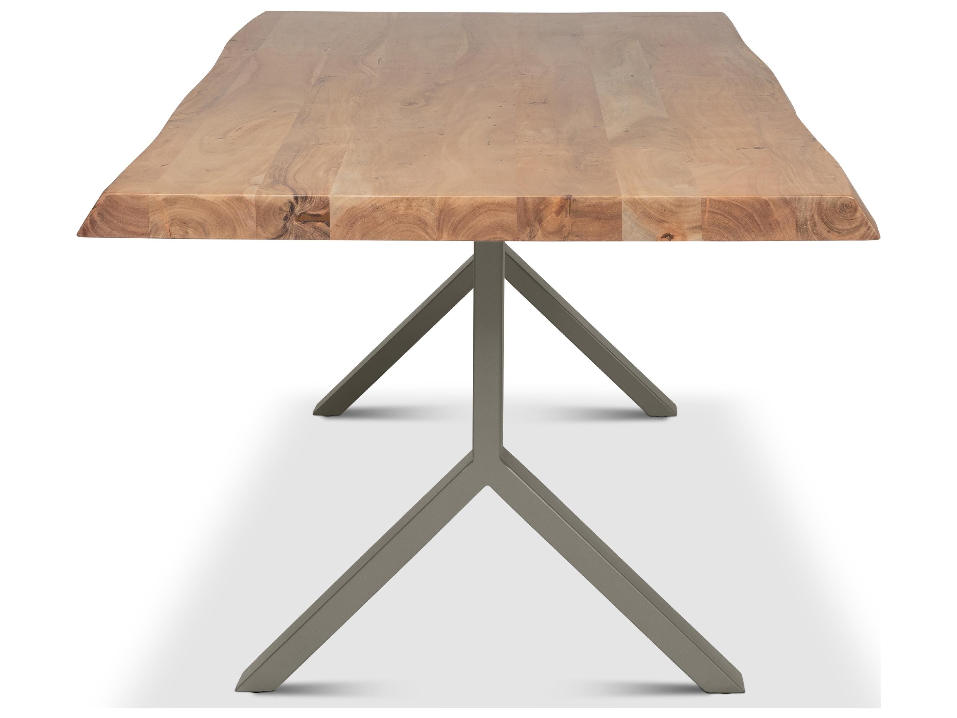 Urbia Brooks Dining Table Y Base Teak Top Pewter Base