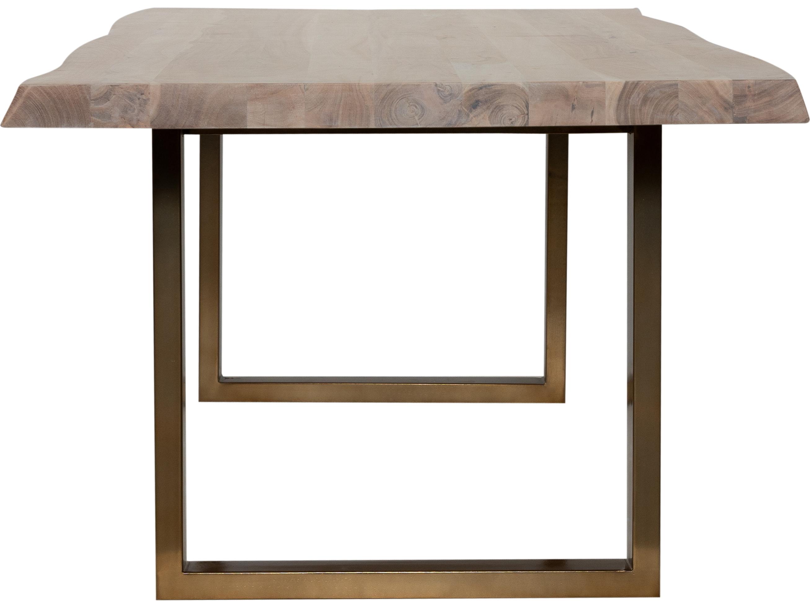 Urbia Brooks Rectangular Wood White Wash Brass Dining Table
