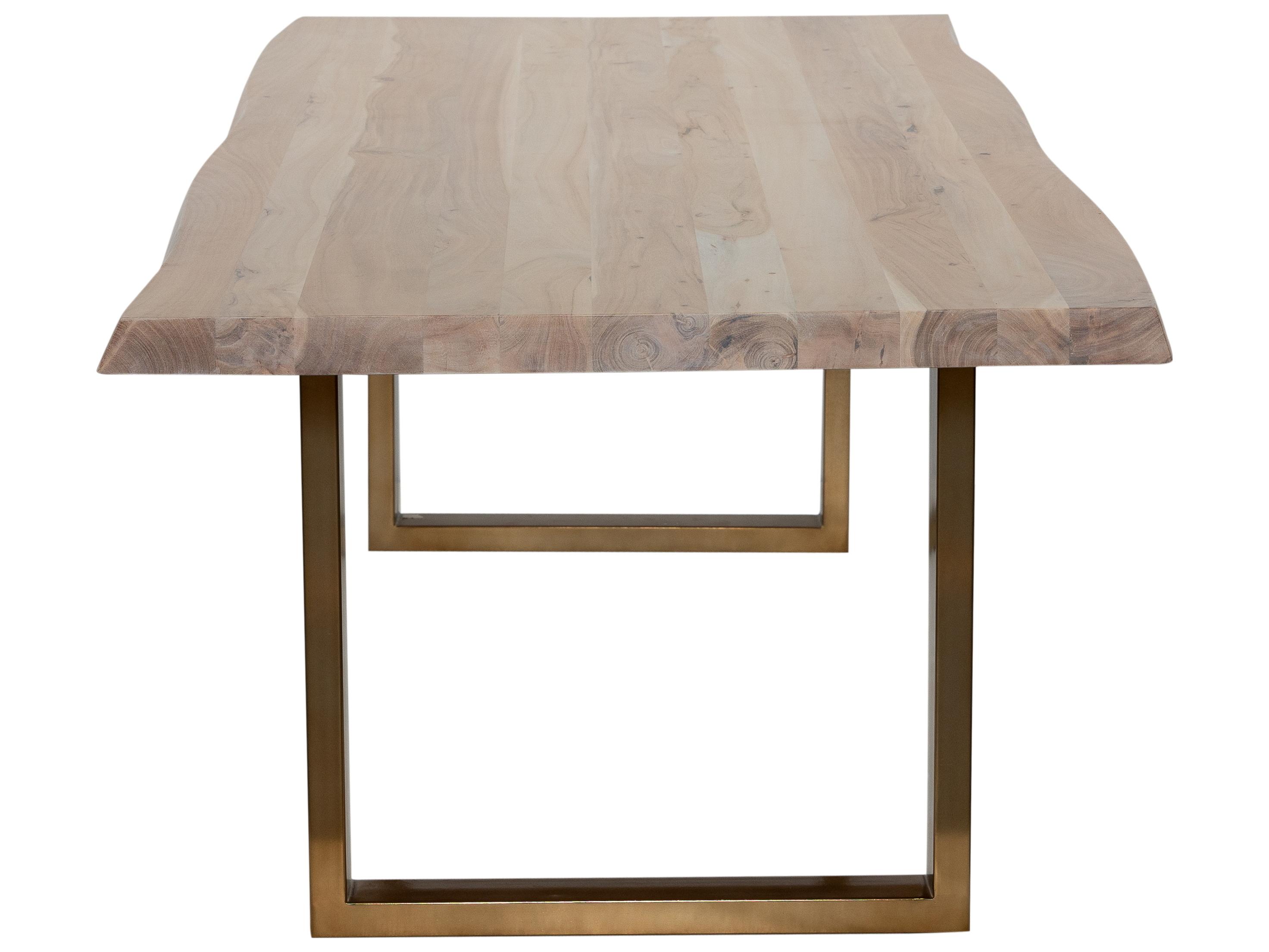 Urbia Brooks Rectangular Wood White Wash Brass Dining Table