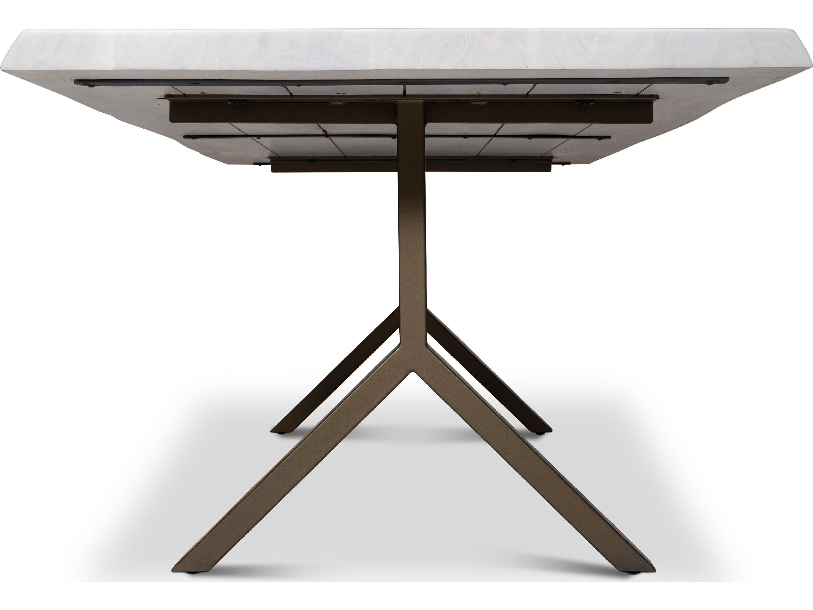 Urbia Brooks Dining Table Y Base White Wash Top Brass Base