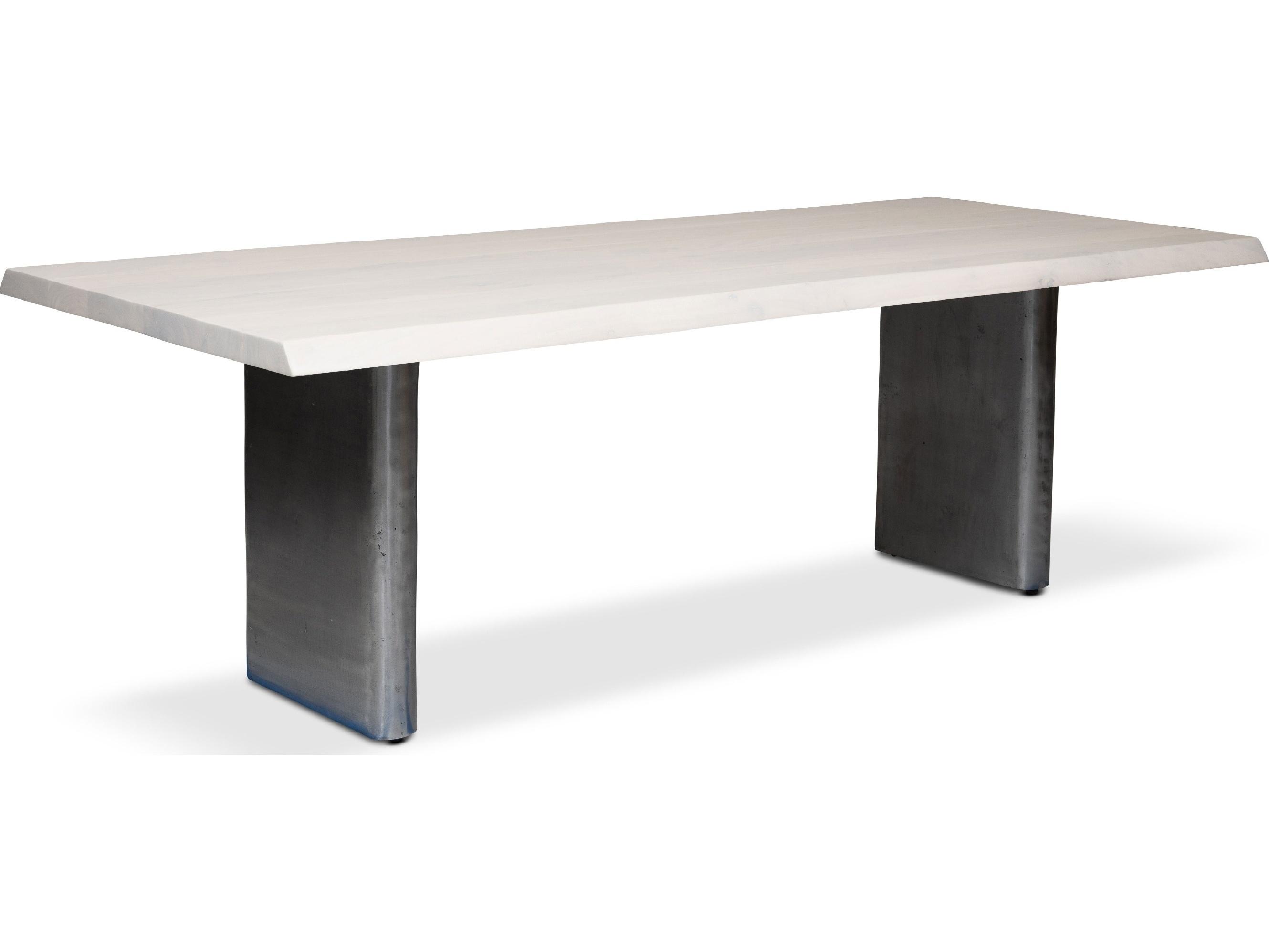 Urbia Brooks Dining Table Cast Slab Base White Wash Top Antique Nickel Base