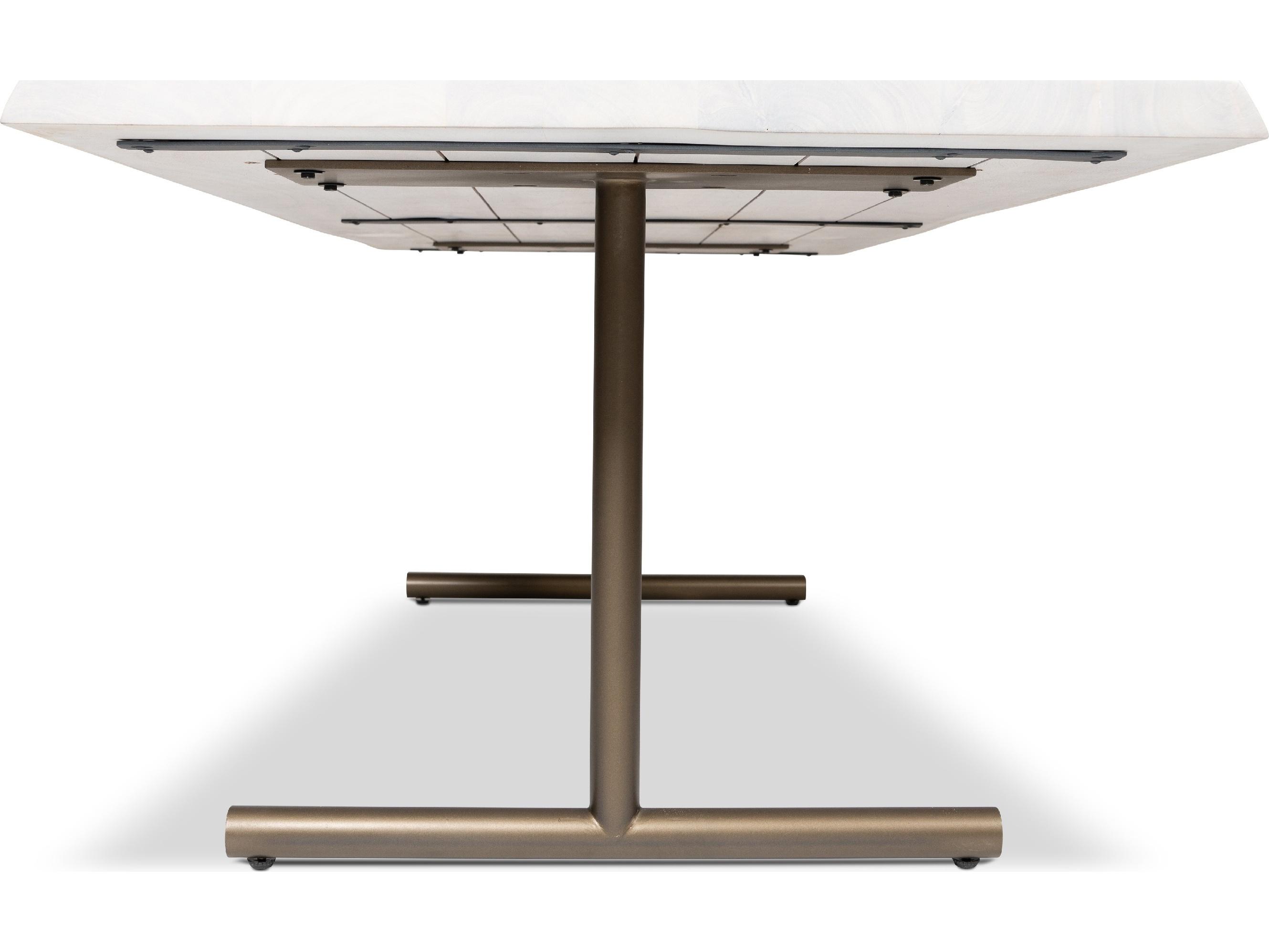 Urbia Brooks Dining Table T Base White Wash Top Brass Base
