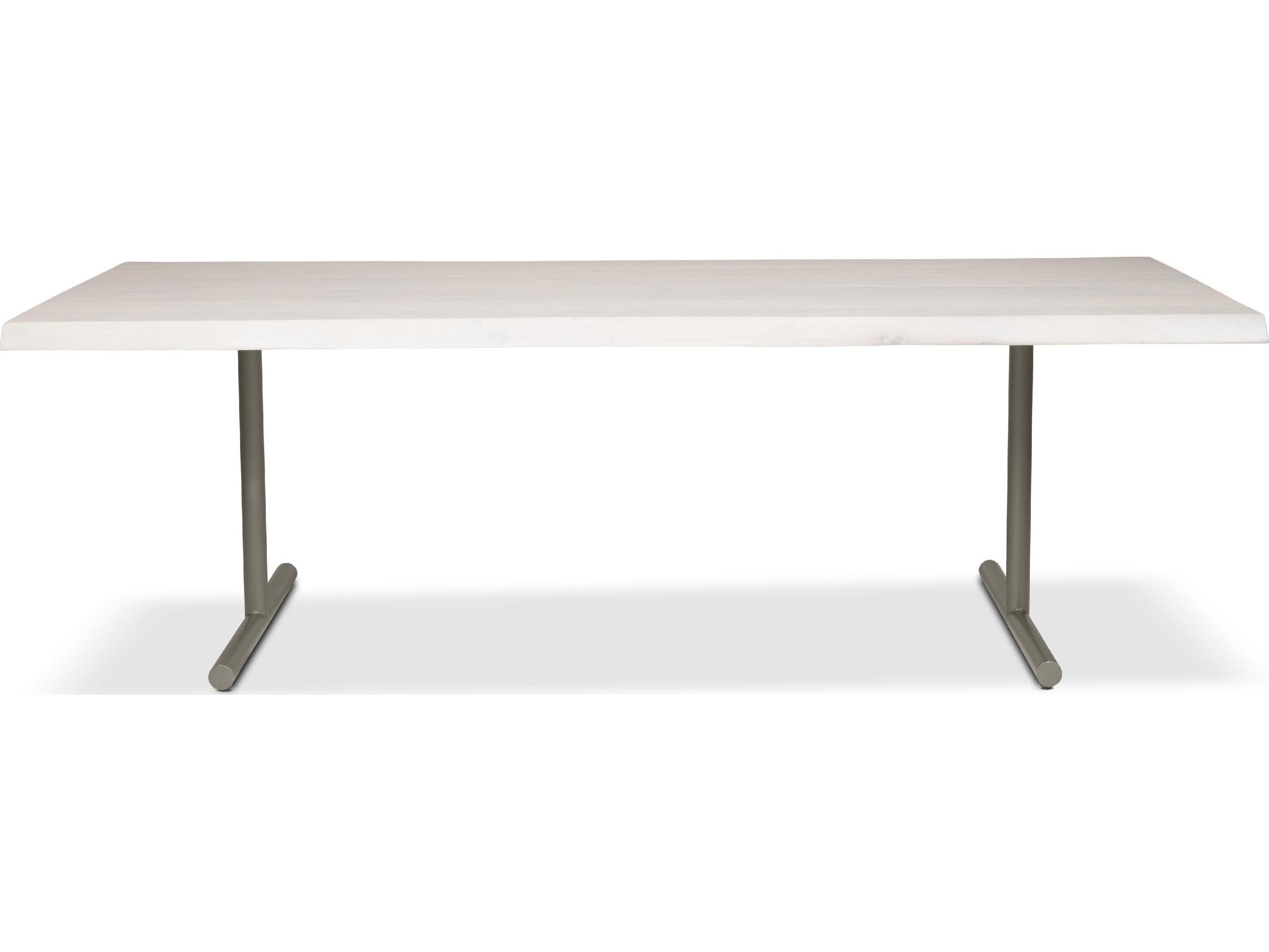 Urbia Brooks Dining Table T Base White Wash Top Pewter Base