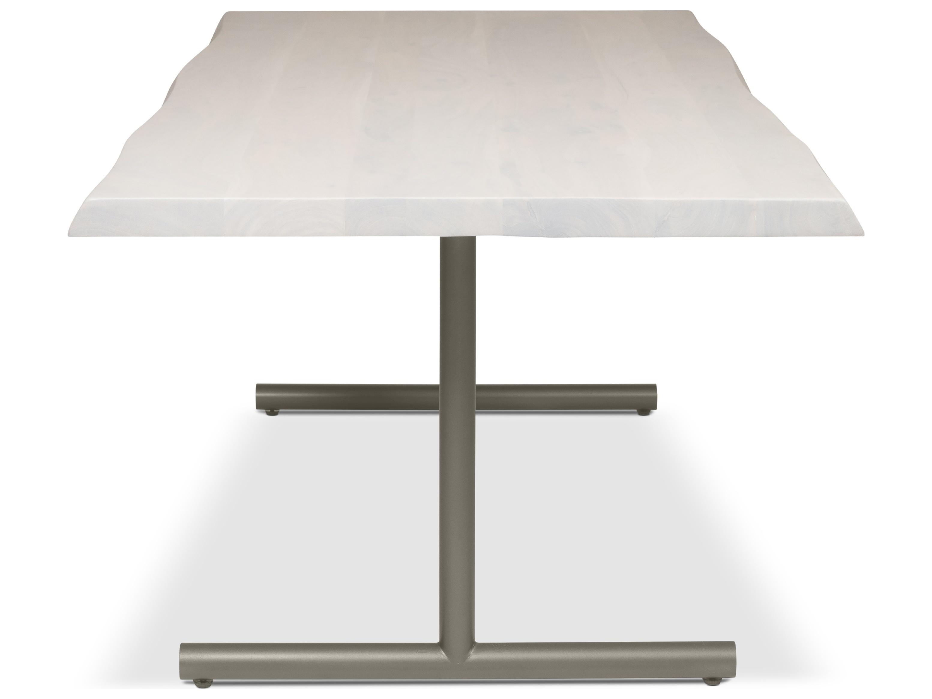 Urbia Brooks Dining Table T Base White Wash Top Pewter Base