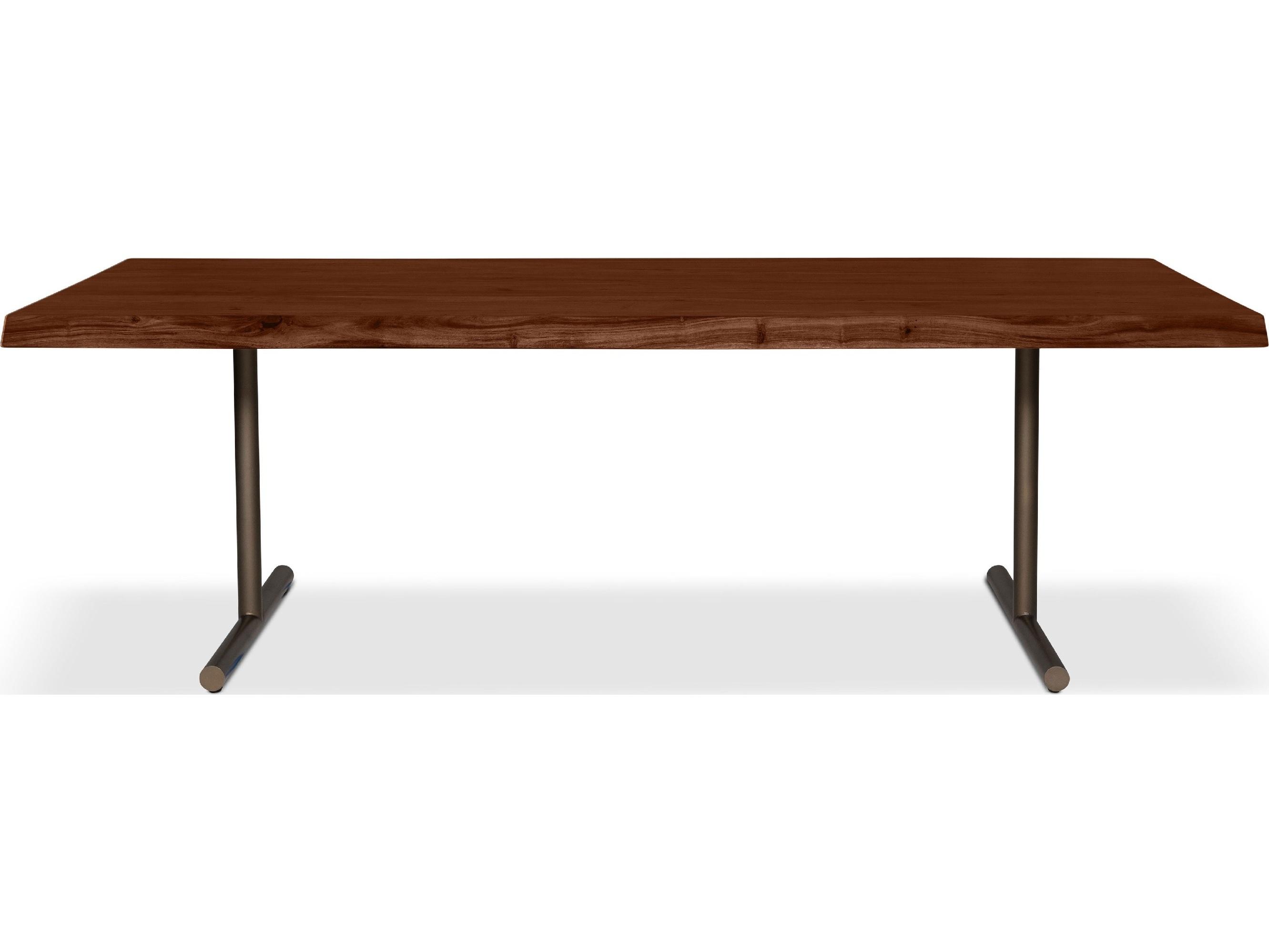 Urbia Brooks Dining Table T Base Americano Top Brass Base