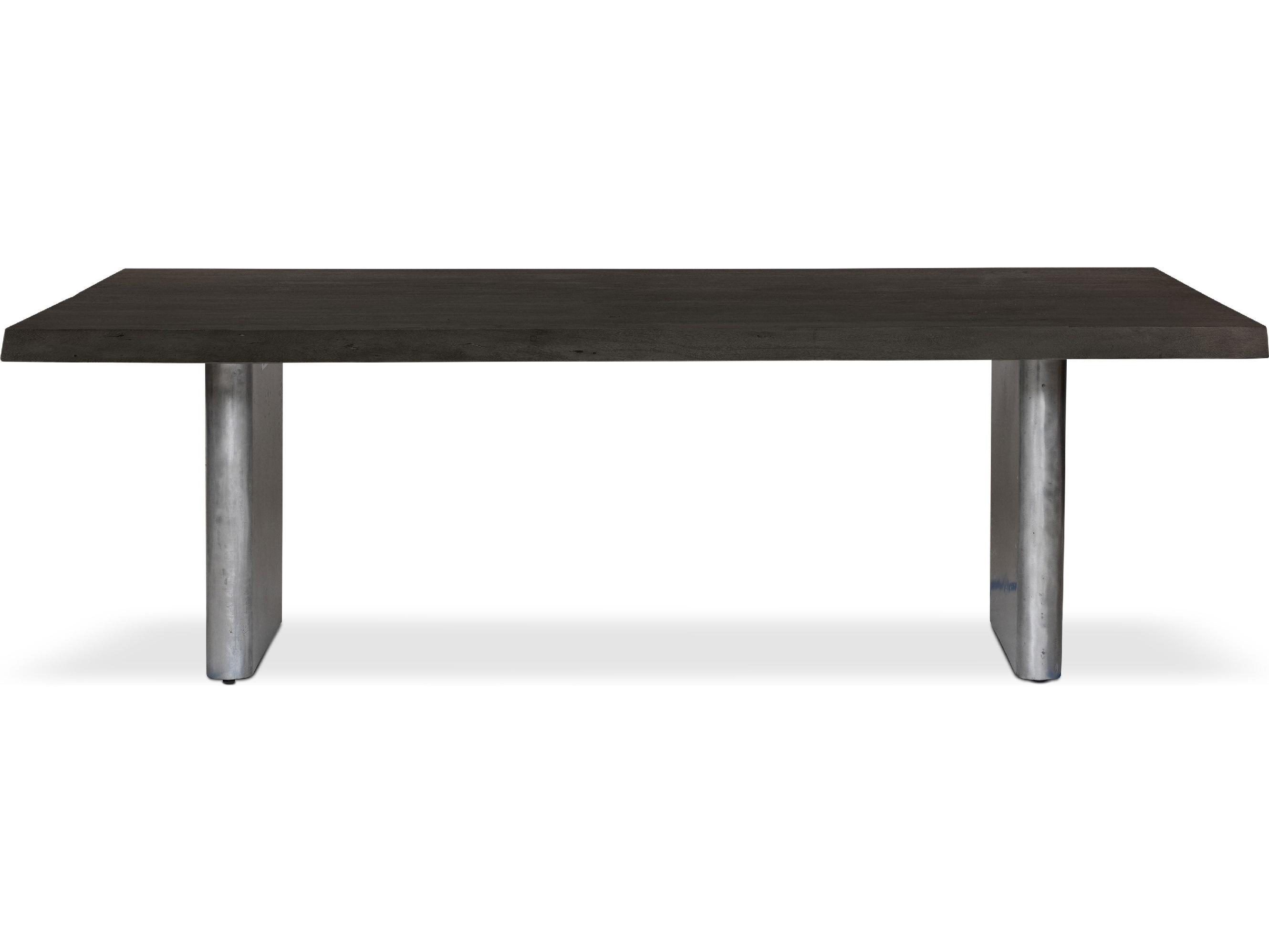 Urbia Brooks Dining Table Cast Slab Base Ebonized Top Antique Nickel Base