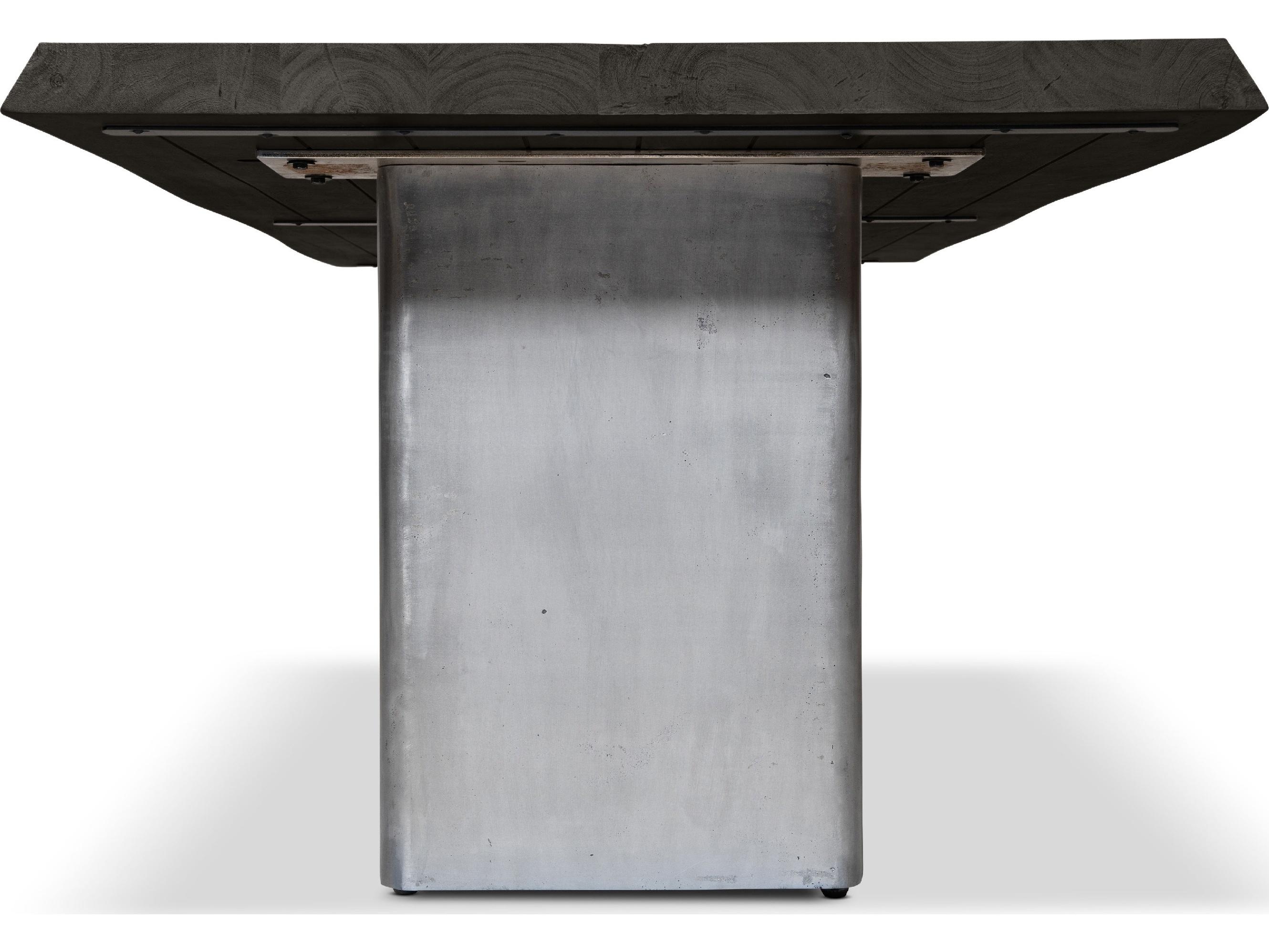 Urbia Brooks Dining Table Cast Slab Base Ebonized Top Antique Nickel Base