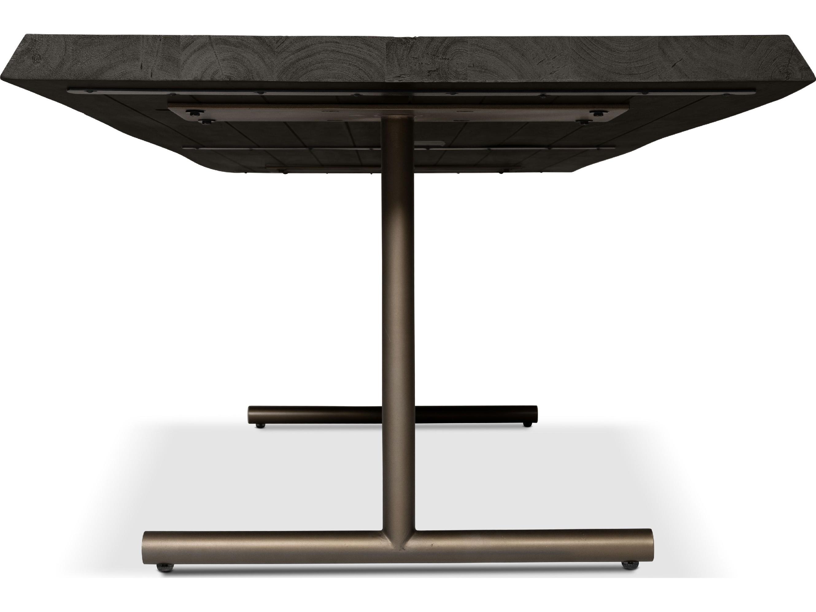 Urbia Brooks Dining Table T Base Ebonized Top Brass Base