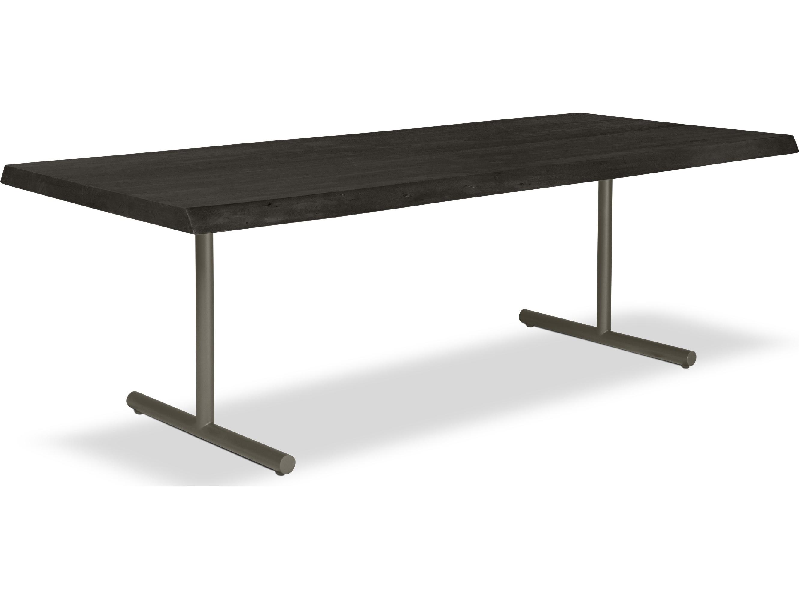 Urbia Brooks Dining Table T Base Ebonized Top Pewter Base