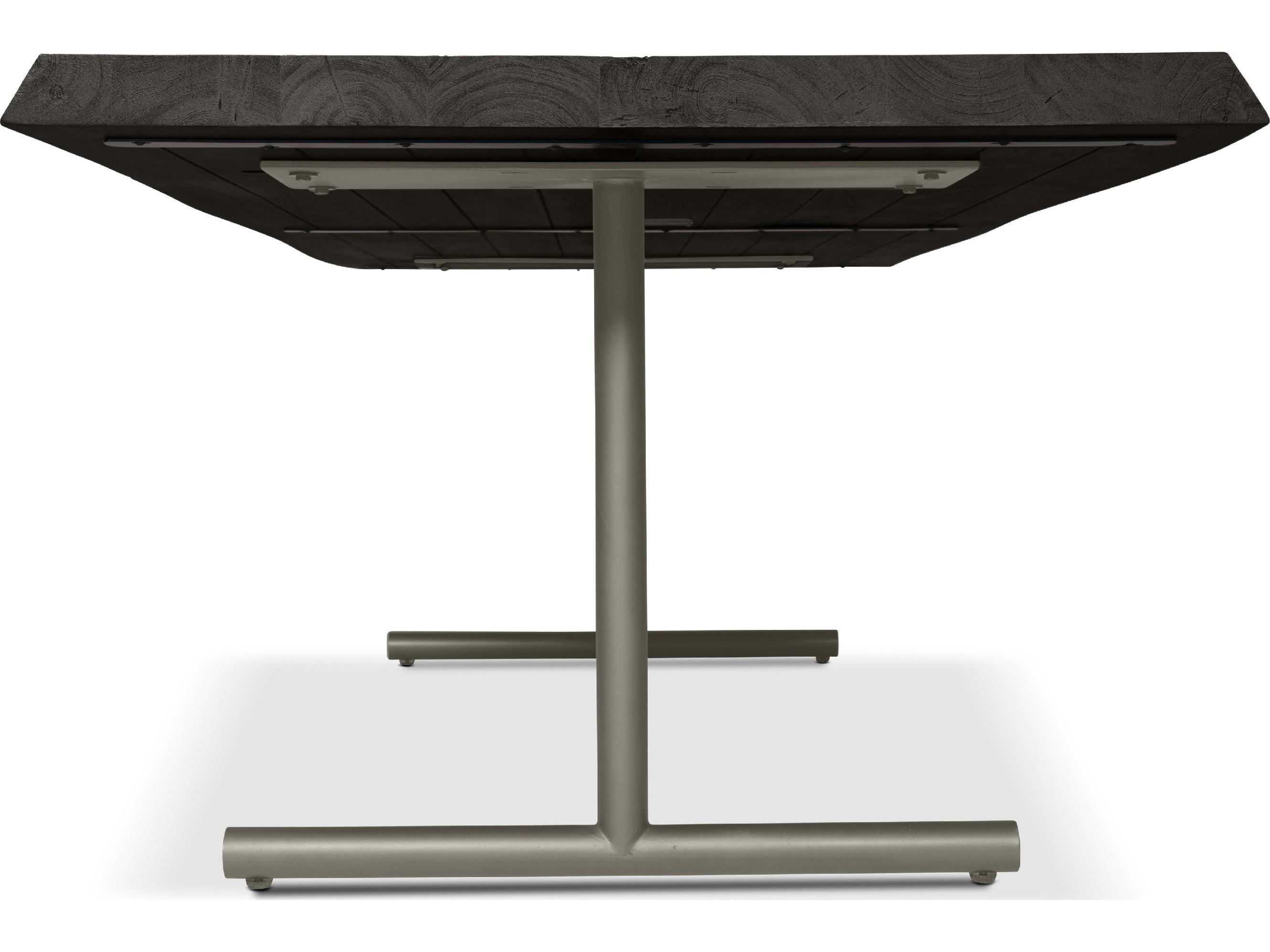 Urbia Brooks Dining Table T Base Ebonized Top Pewter Base