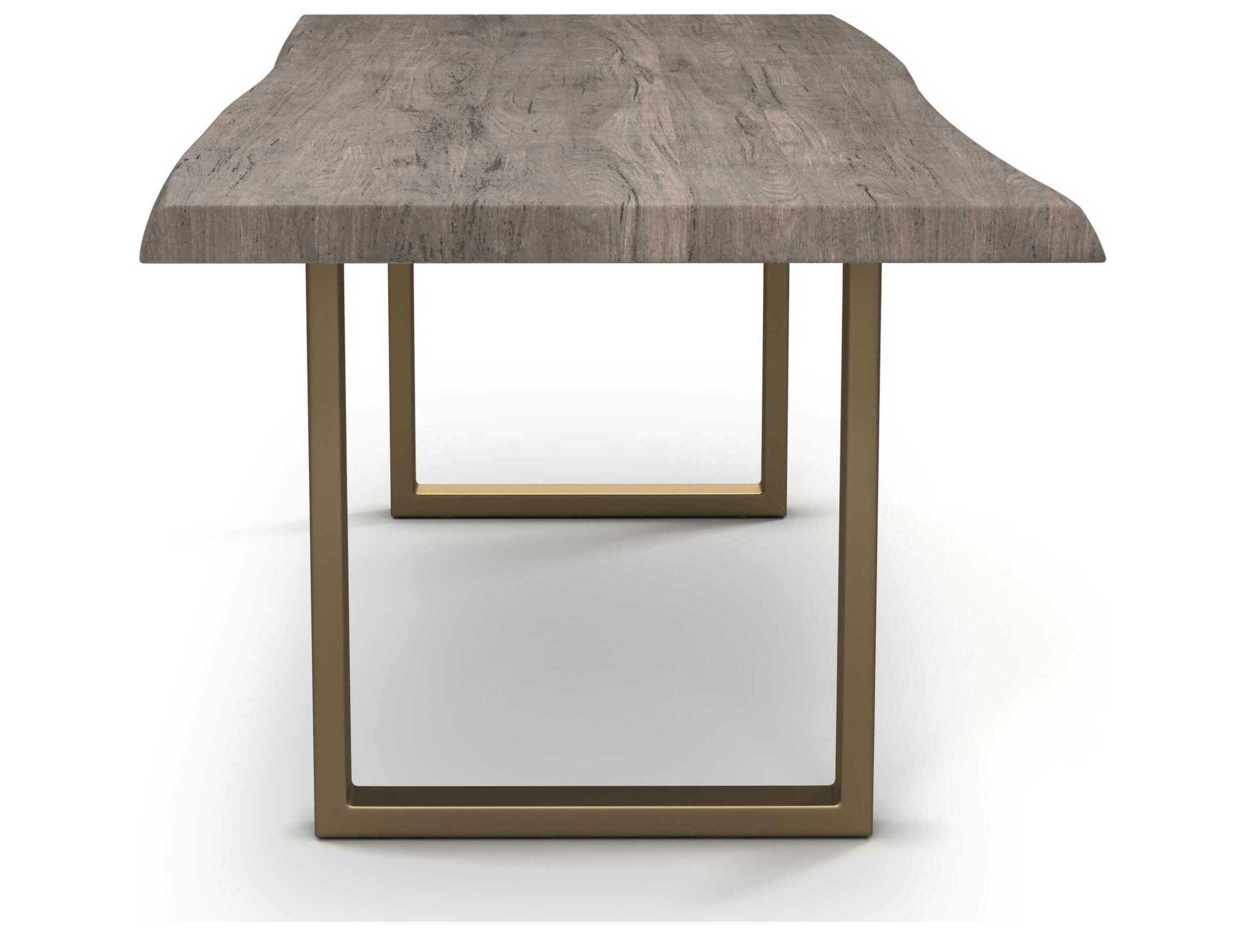 Urbia Brooks Rectangular Wood Sandblasted Grey Brass Dining Table