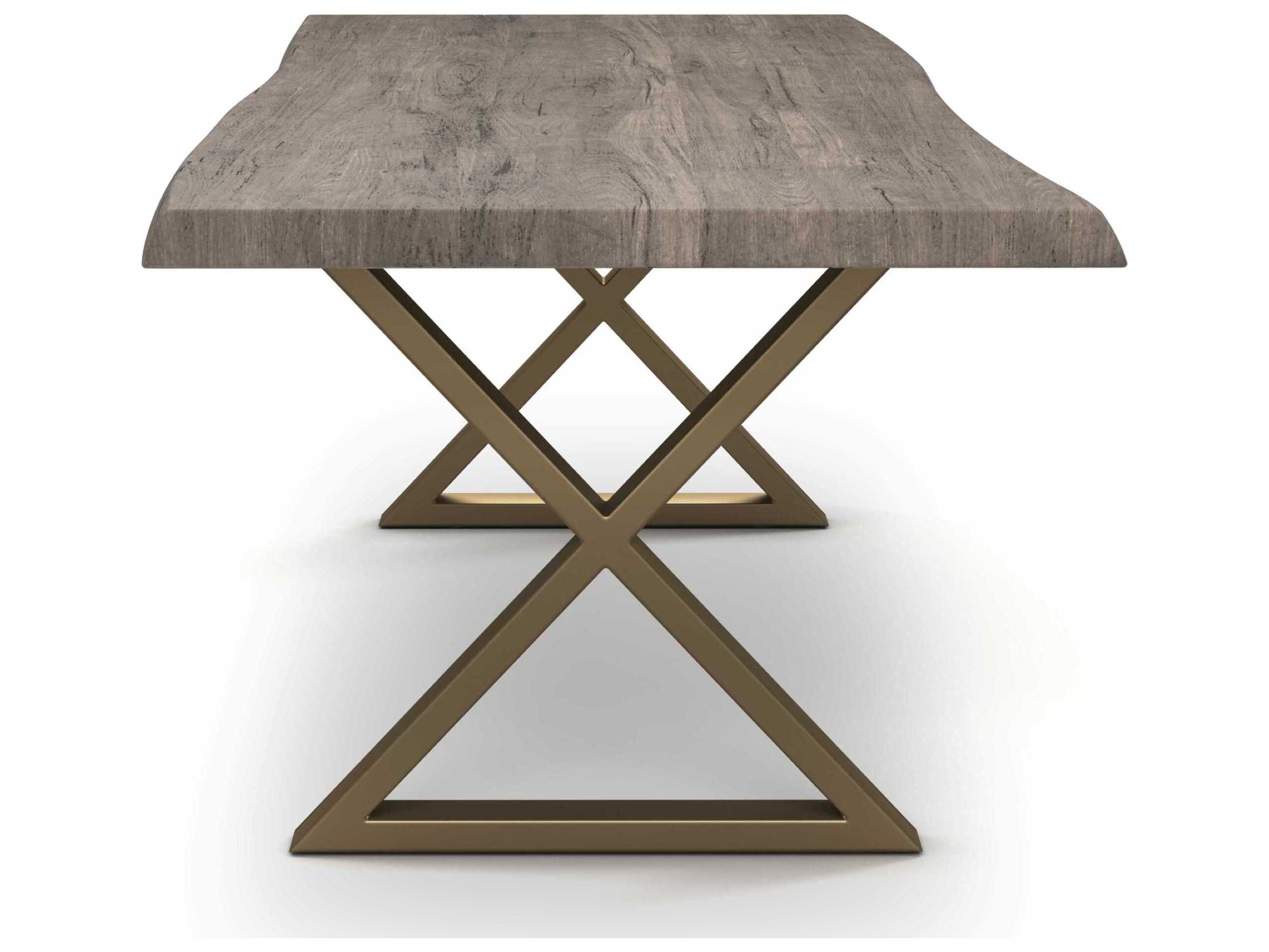 Urbia Brooks Rectangular Wood Sandblasted Grey Brass Dining Table