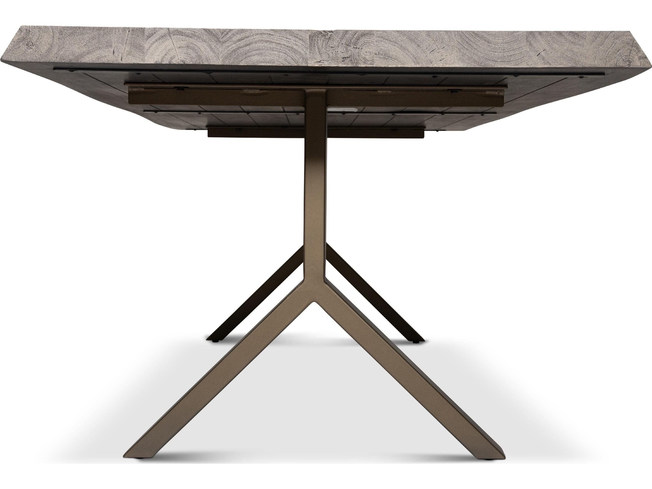 Urbia Brooks Dining Table Y Base Sandblasted Grey Top Brass Base
