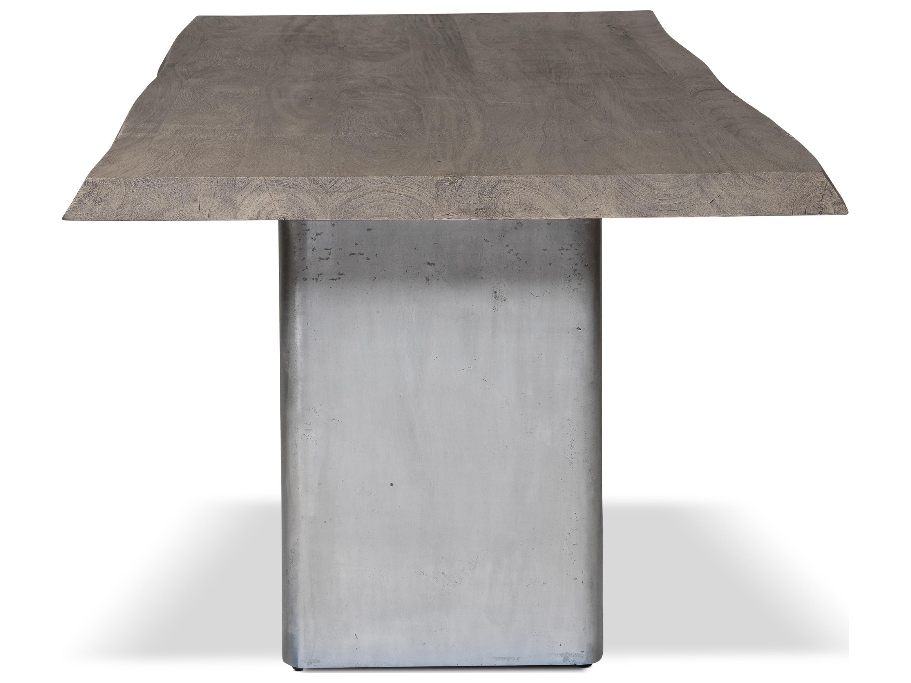 Urbia Brooks Dining Table Cast Slab Base Sandblasted Grey Top Antique Nickel Base