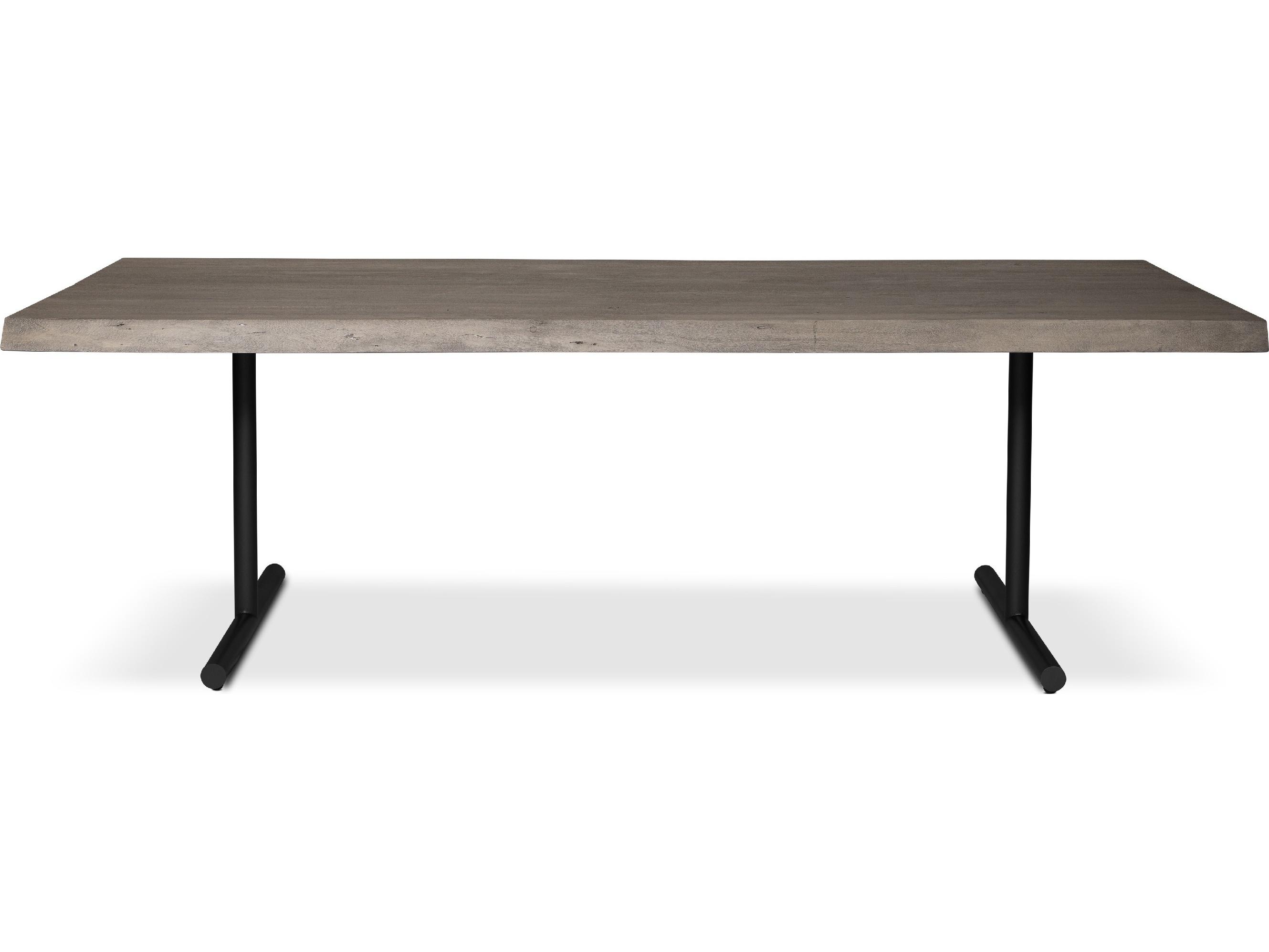 Urbia Brooks Dining Table T Base Sandblasted Grey Top Black Base