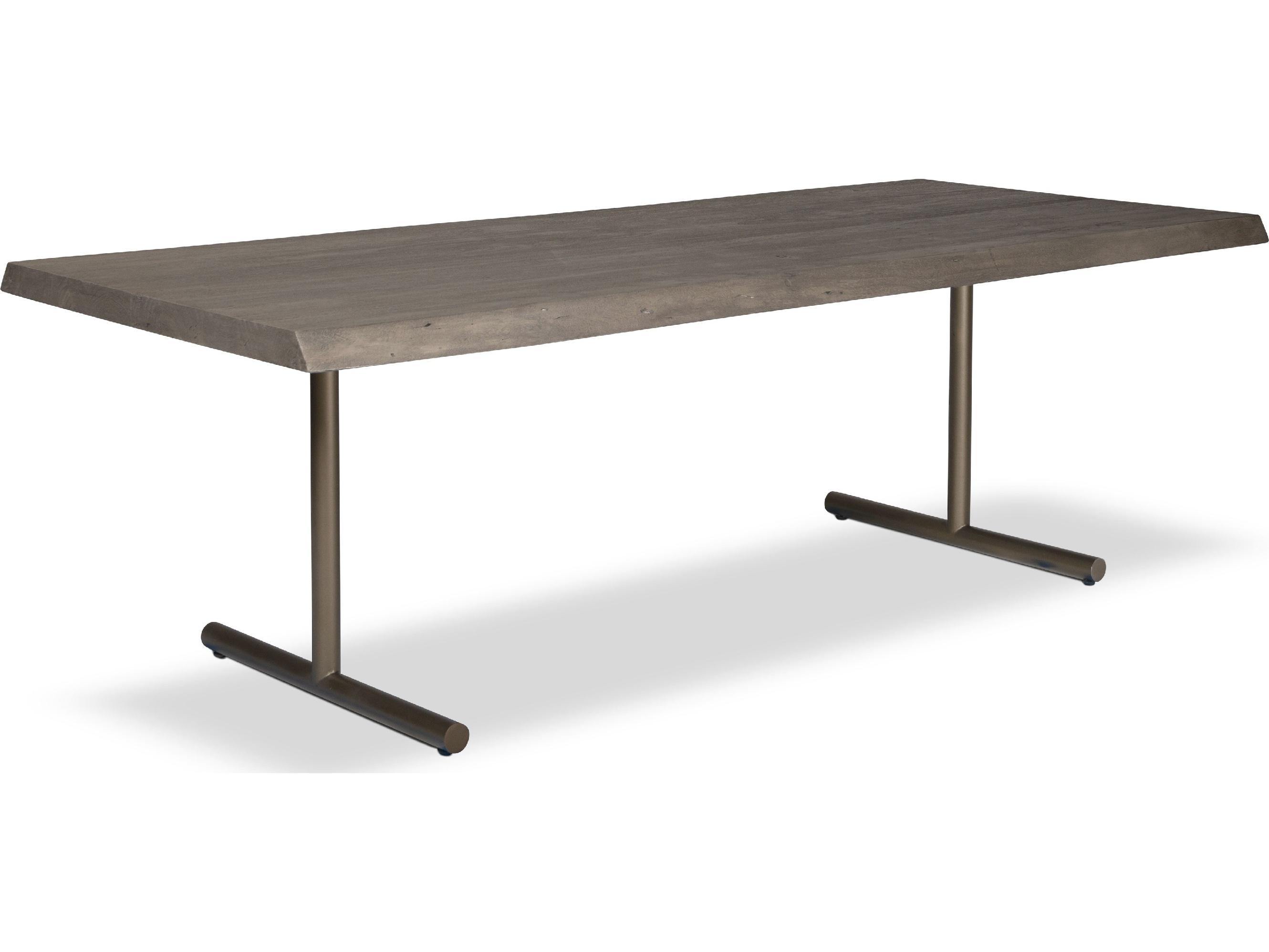 Urbia Brooks Dining Table T Base Sandblasted Grey Top Brass Base