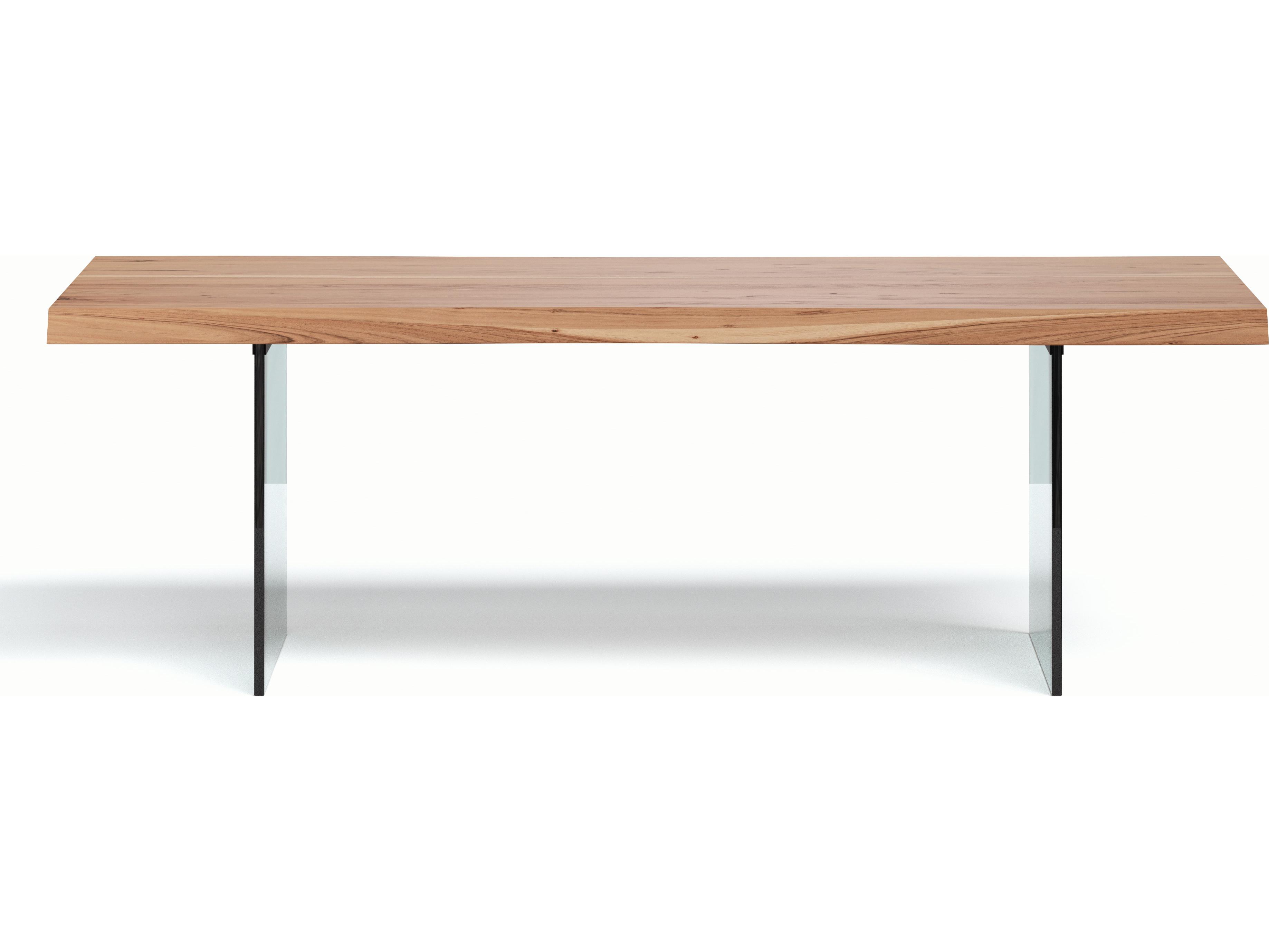 Urbia Brooks Dining Table Glass Base Teak Top Clear Glass Base