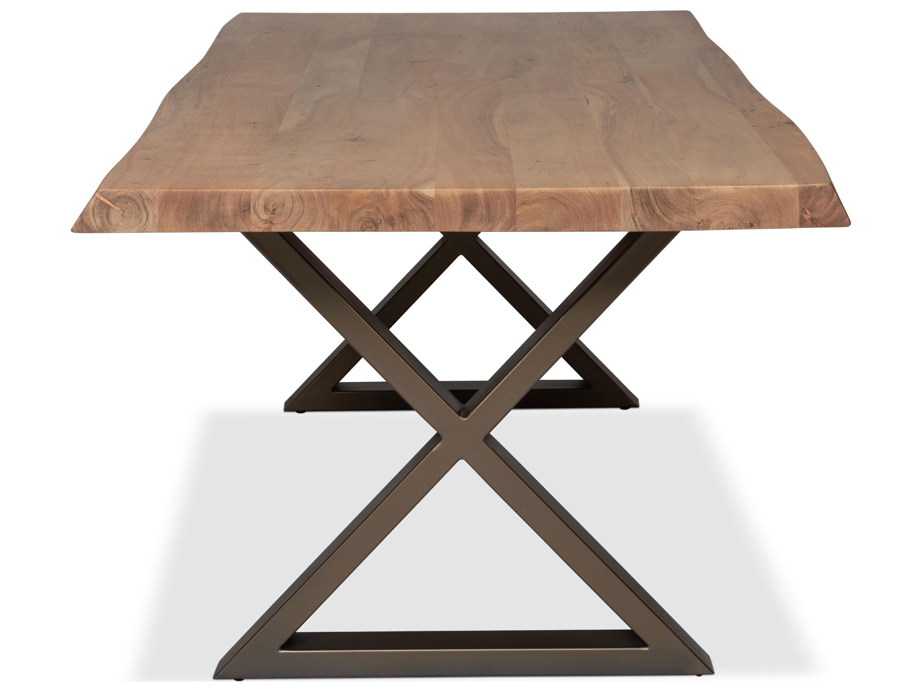 Urbia Brooks Dining Table Base Teak Top Brass Base