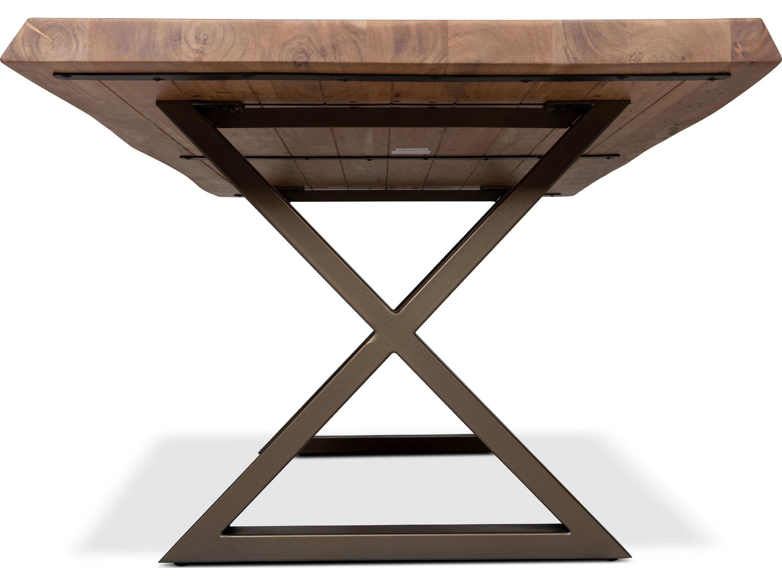 Urbia Brooks Dining Table Base Teak Top Brass Base