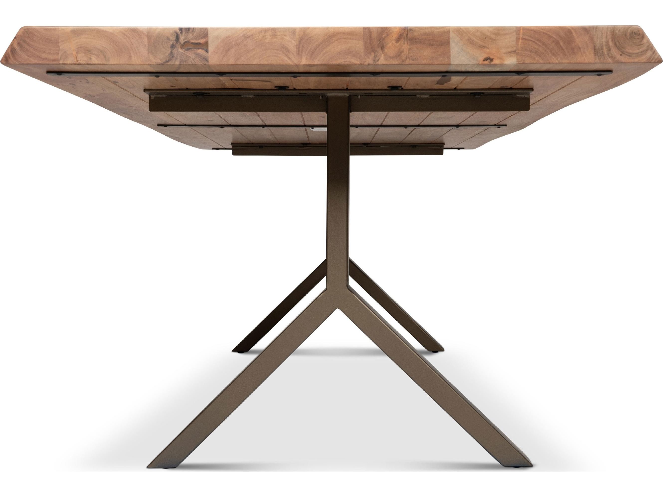 Urbia Brooks Dining Table Y Base Teak Top Brass Base