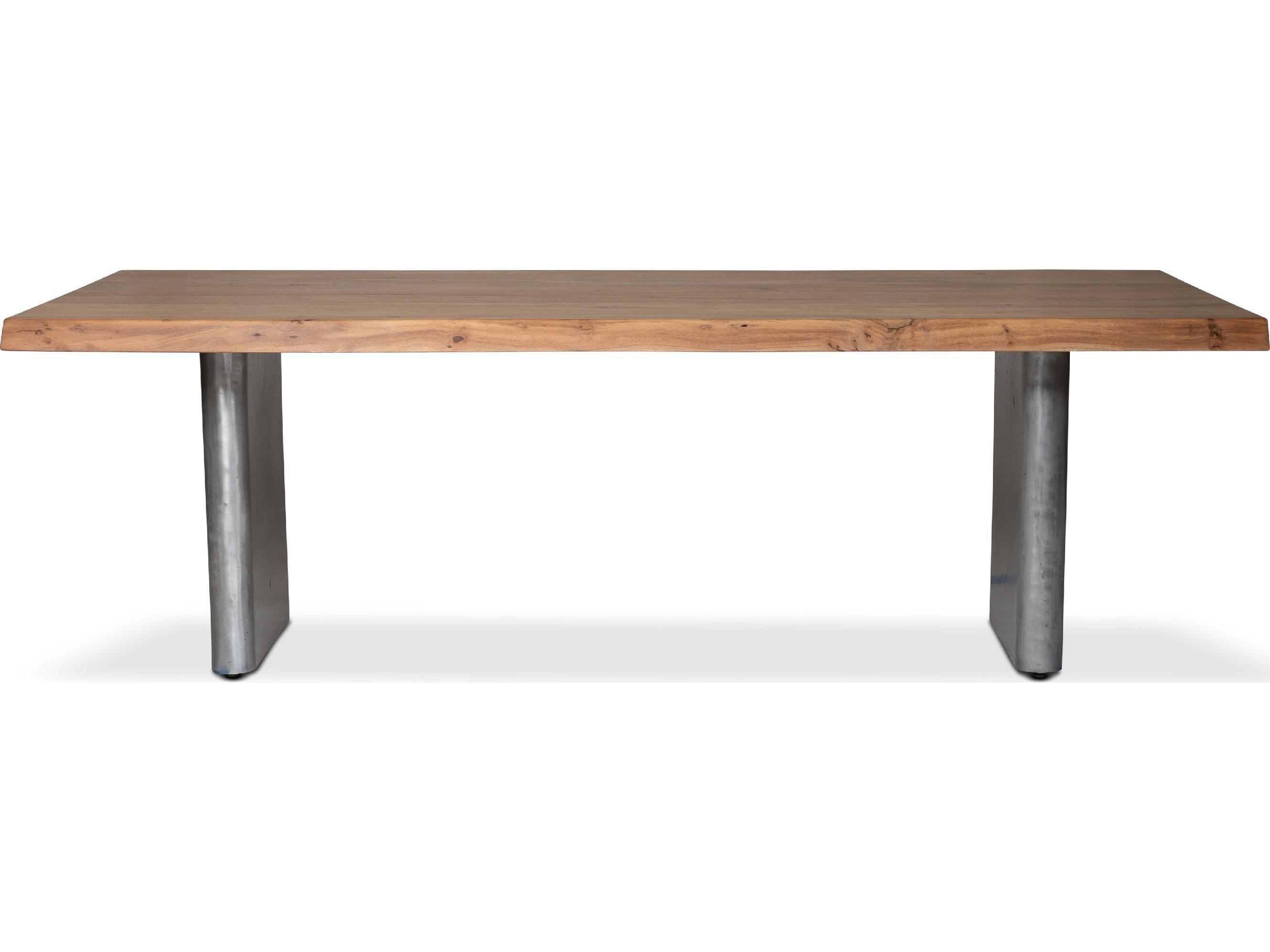 Urbia Brooks Dining Table Cast Slab Base Teak Top Antique Nickel Base