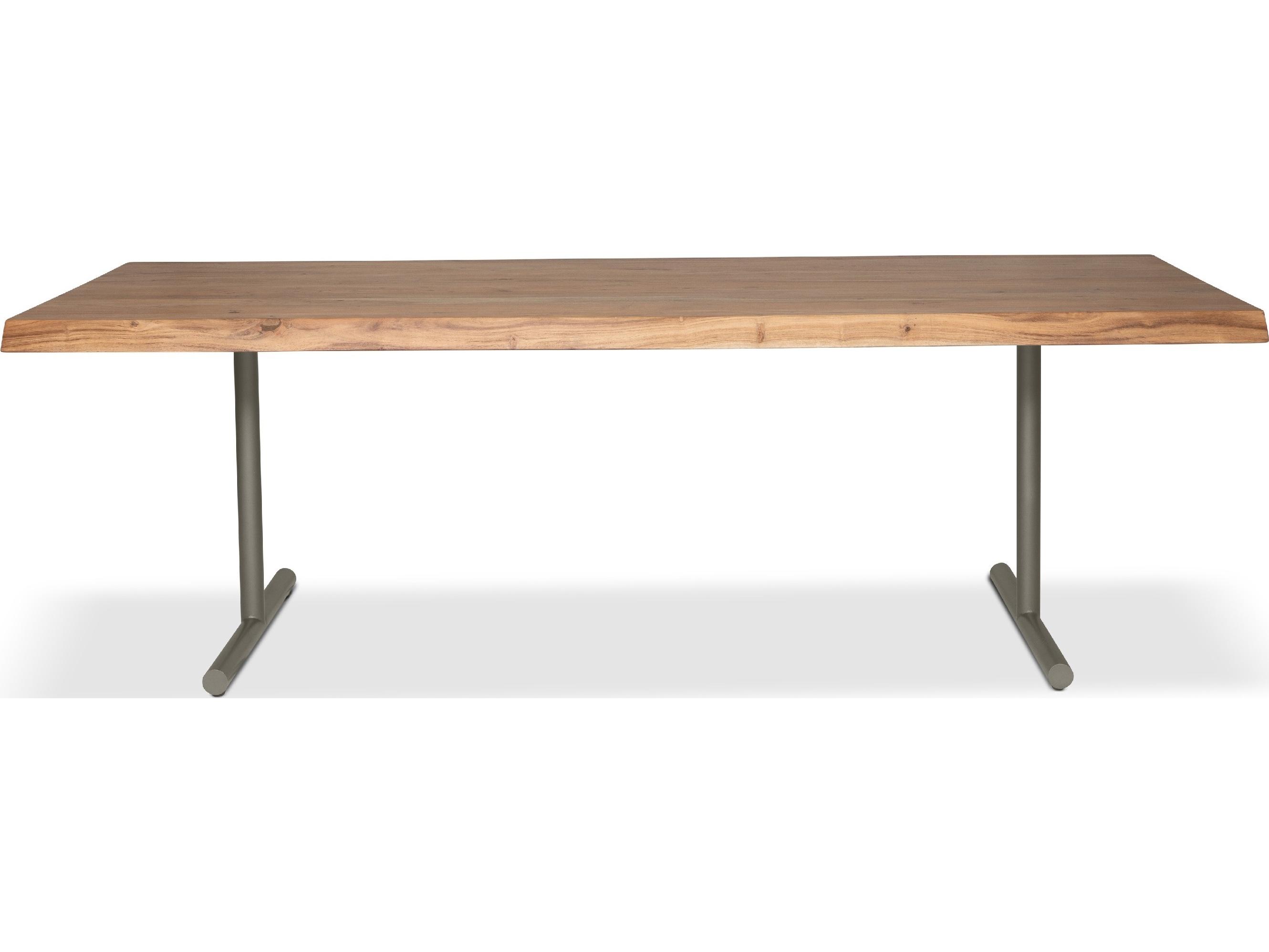Urbia Brooks Dining Table T Base Teak Top Pewter Base