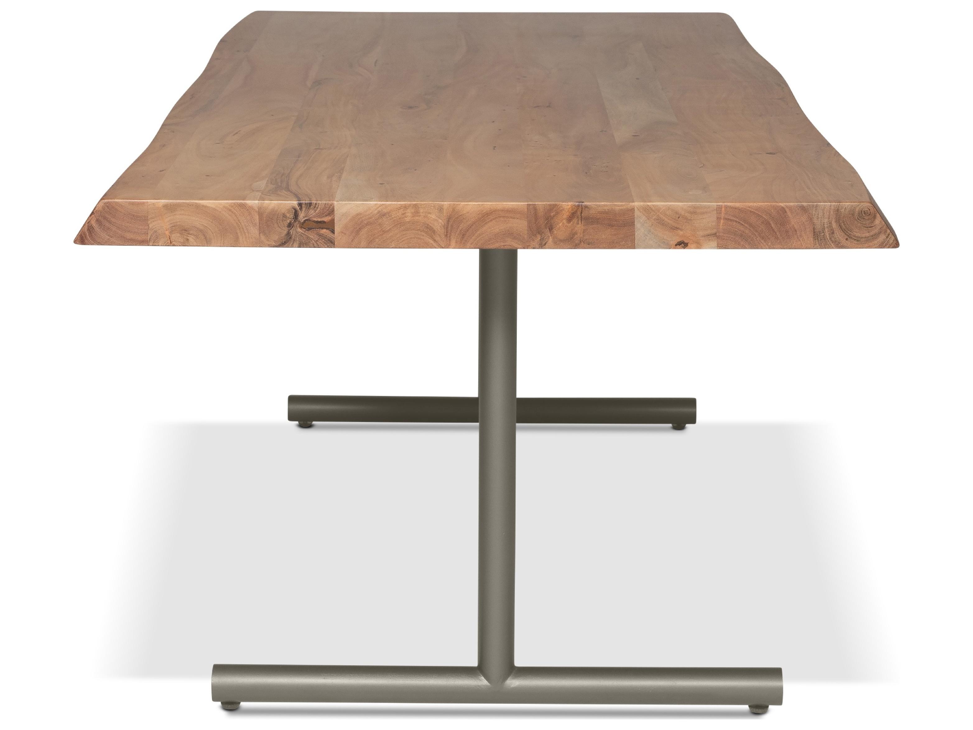 Urbia Brooks Dining Table T Base Teak Top Pewter Base