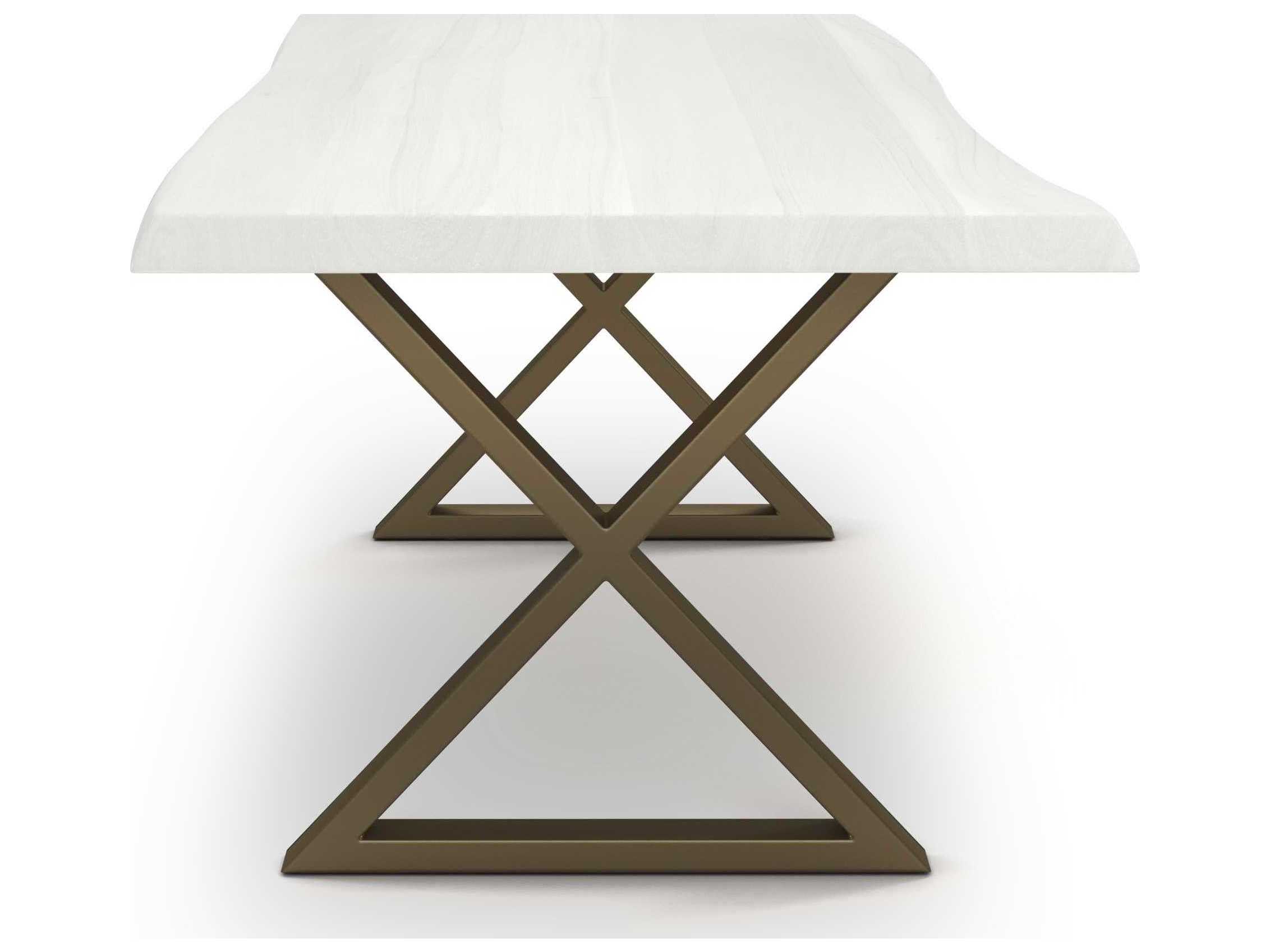 Urbia Brooks Rectangular Wood White Wash Brass Dining Table