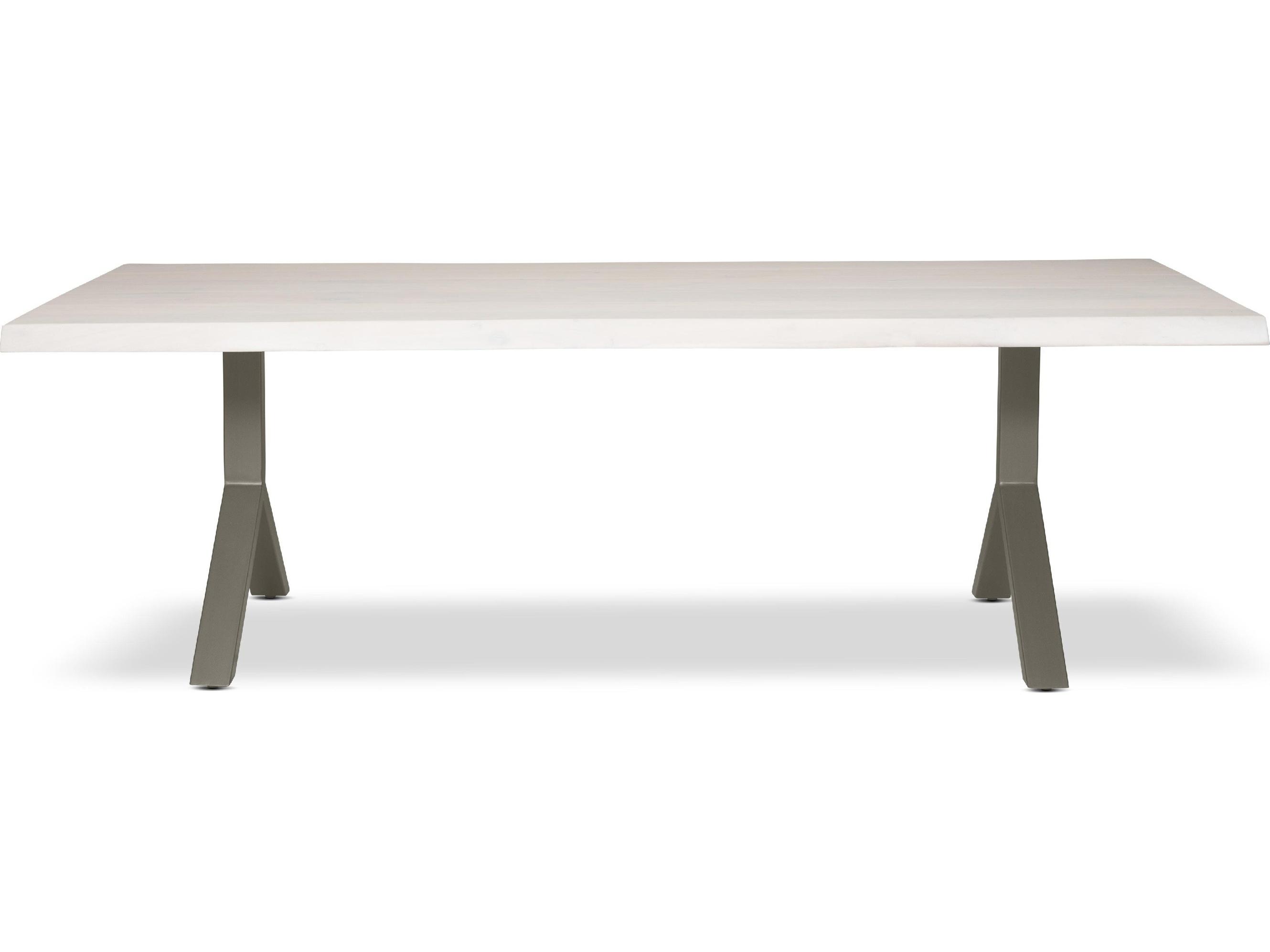Urbia Brooks Dining Table Y Base White Wash Top Pewter Base