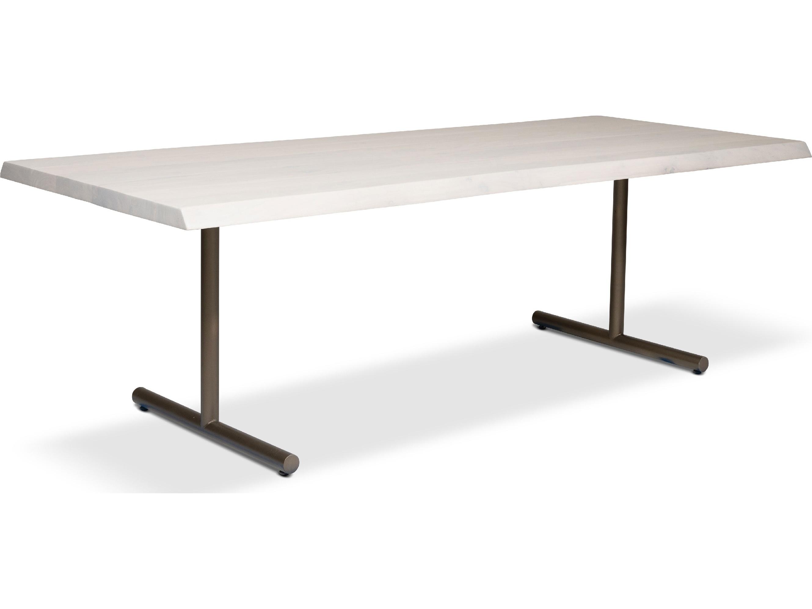 Urbia Brooks Dining Table T Base White Wash Top Brass Base