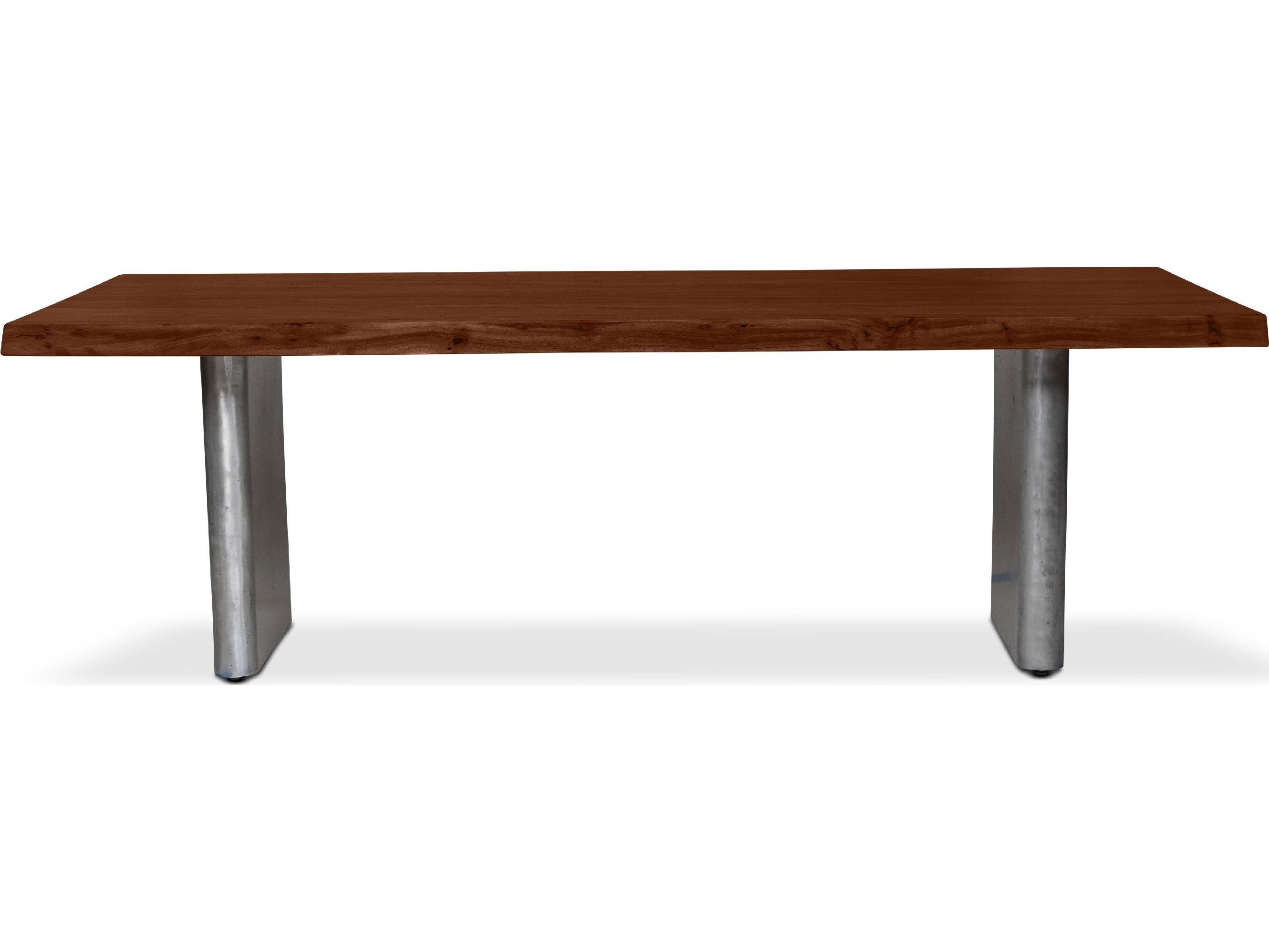 Urbia Brooks Dining Table Cast Slab Base Americano Top Antique Nickel Base