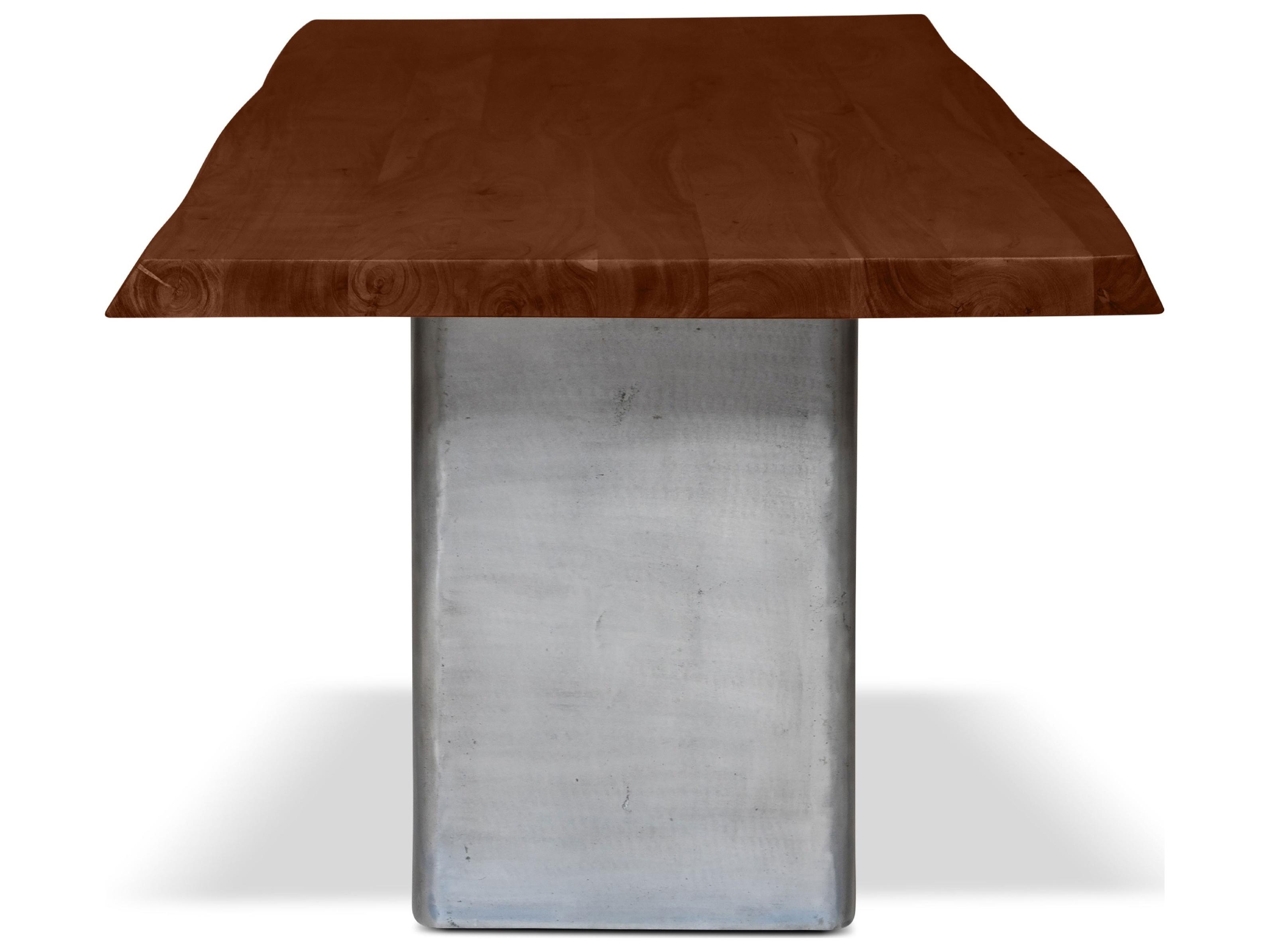 Urbia Brooks Dining Table Cast Slab Base Americano Top Antique Nickel Base