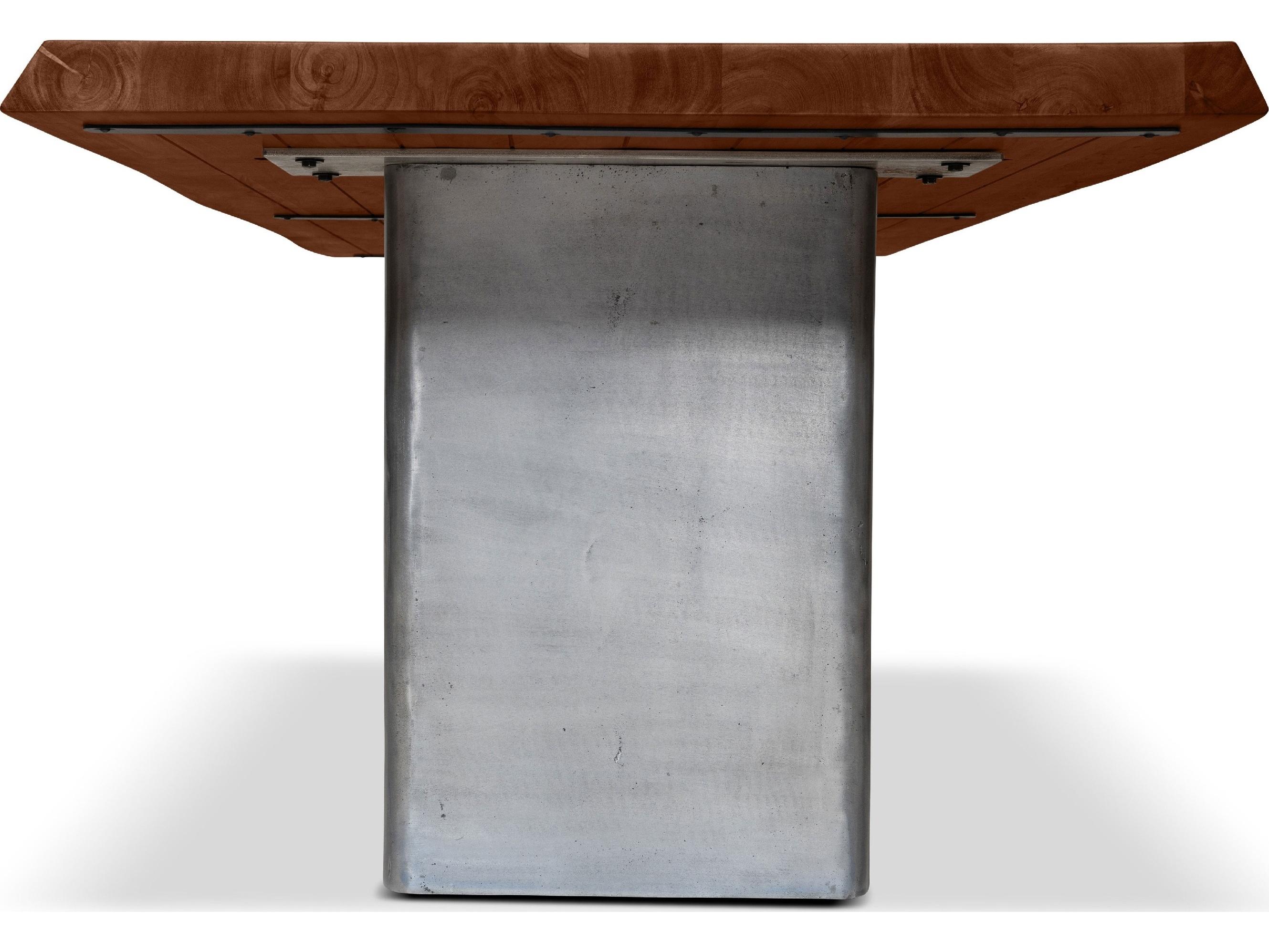 Urbia Brooks Dining Table Cast Slab Base Americano Top Antique Nickel Base