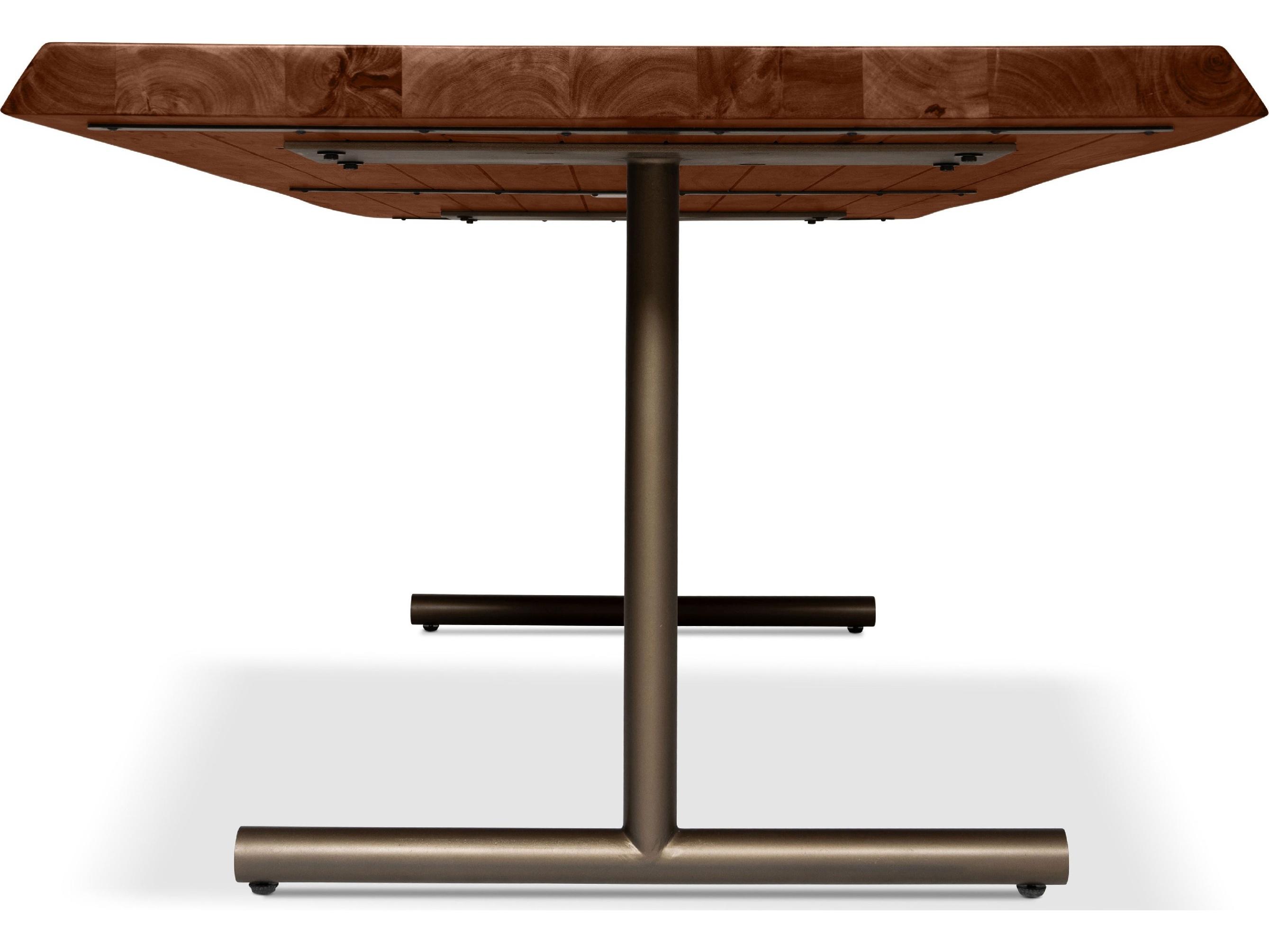 Urbia Brooks Dining Table T Base Americano Top Brass Base