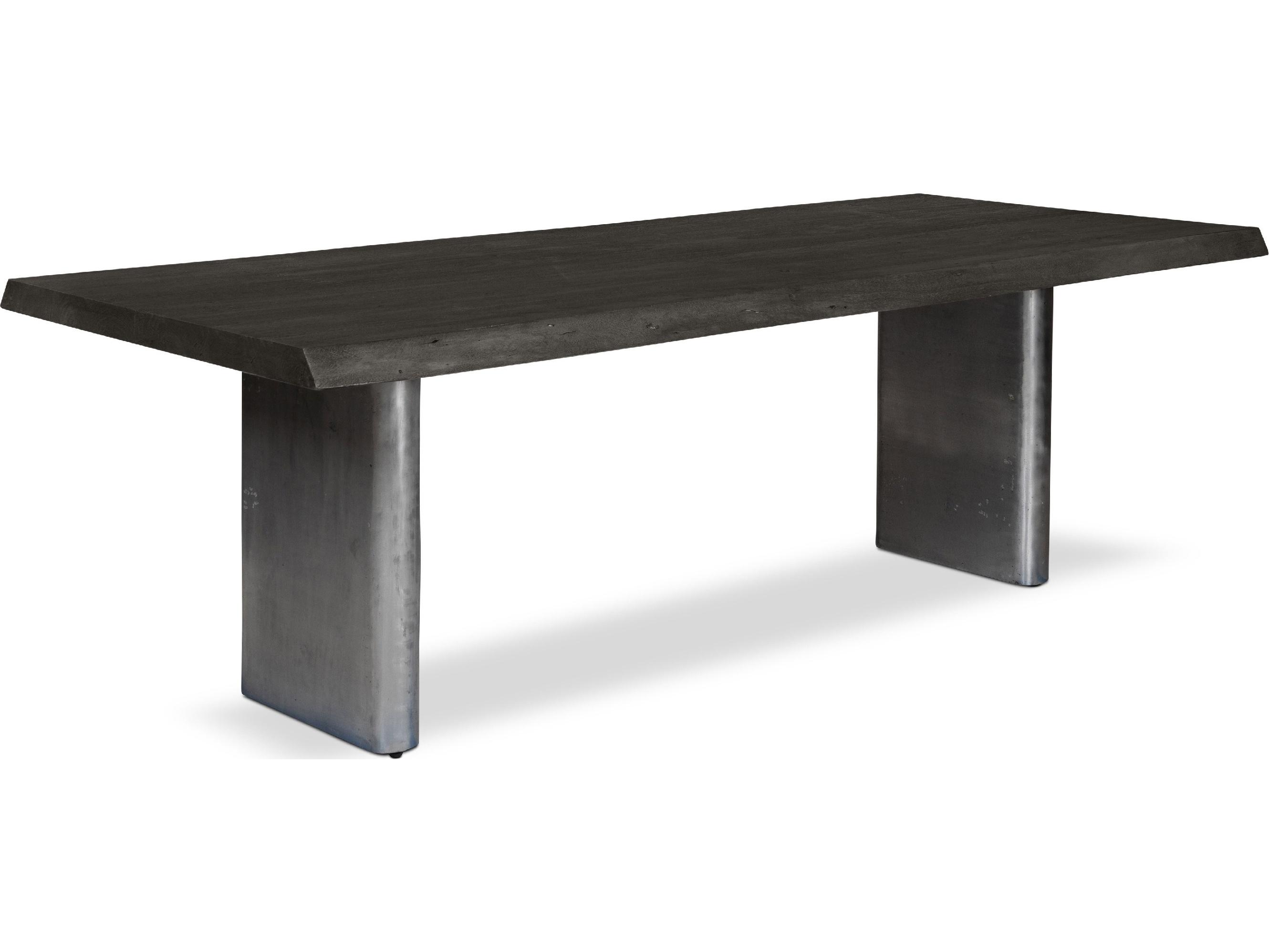 Urbia Brooks Dining Table Cast Slab Base Ebonized Top Antique Nickel Base