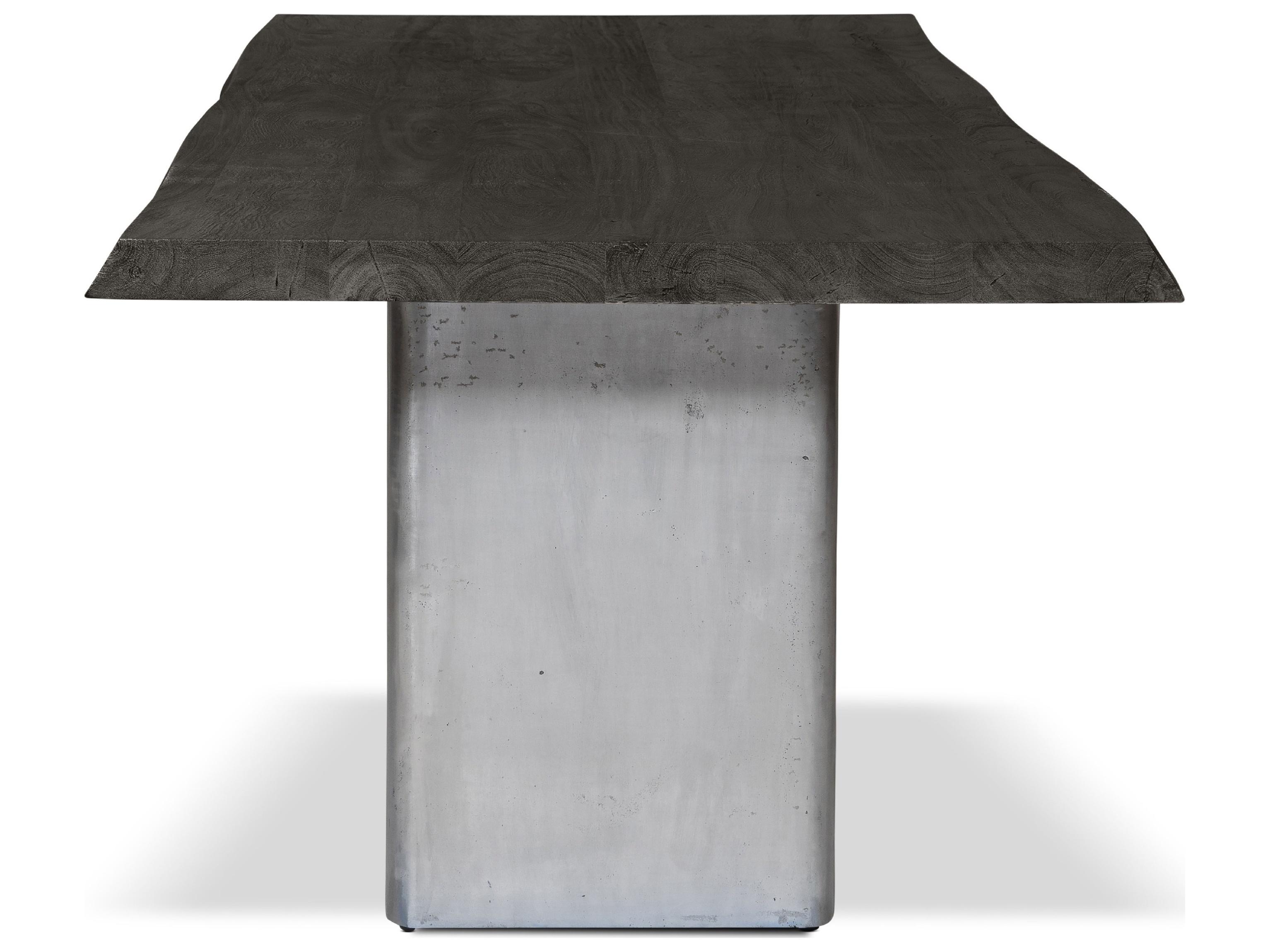 Urbia Brooks Dining Table Cast Slab Base Ebonized Top Antique Nickel Base